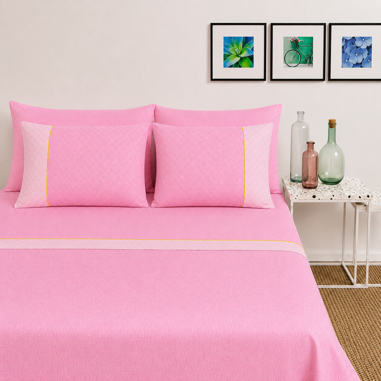 BASSETTI Completo Letto Matrimoniale 100% Cotone Fantasie Geometriche