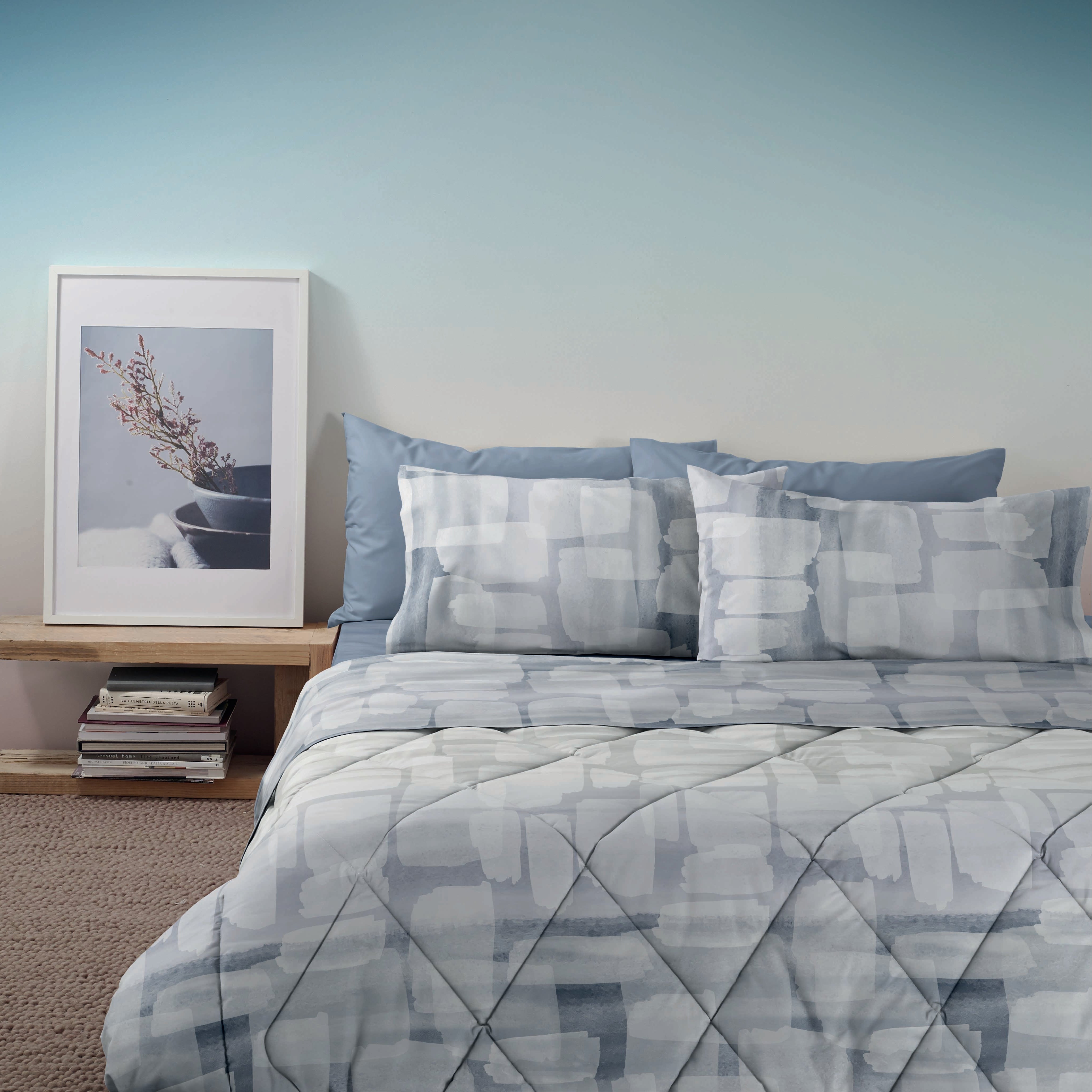 BASSETTI Completo Copripiumino singolo Weaving Blue Moon