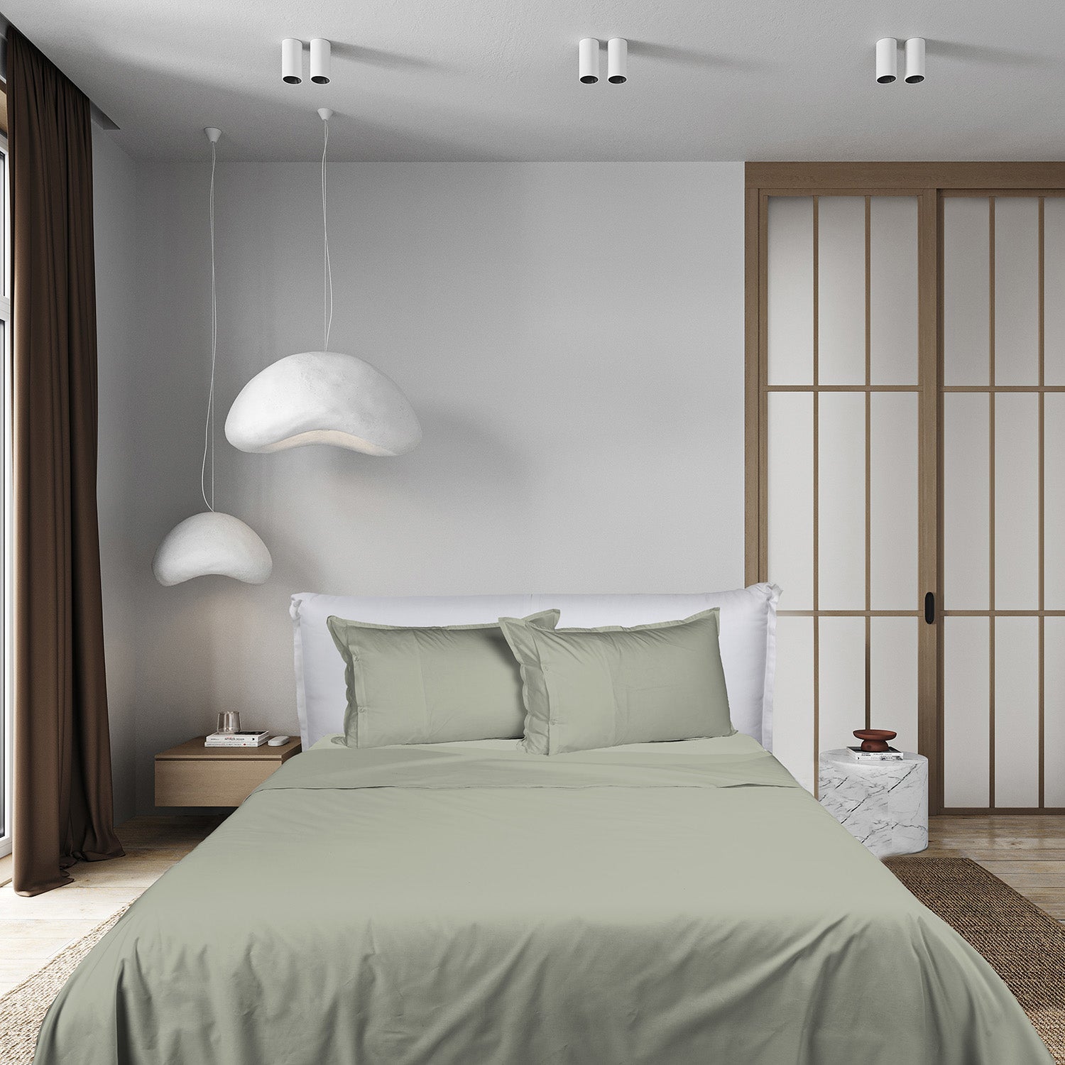 UNO DESIGN Completo Lenzuola Matrimoniale/Singolo in Puro Cotone Garment Washed_No-Stiro