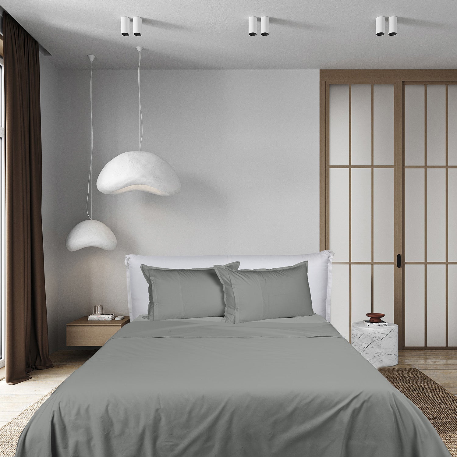 UNO DESIGN Completo Lenzuola Matrimoniale/Singolo in Puro Cotone Garment Washed_No-Stiro