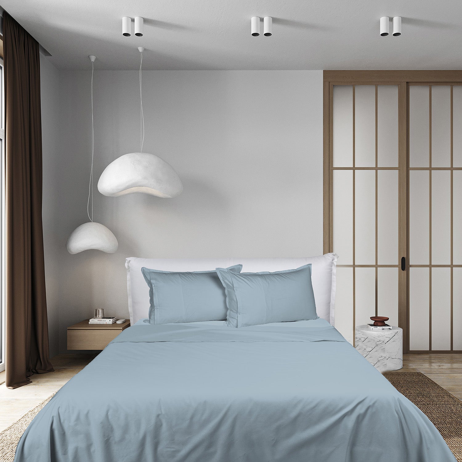 UNO DESIGN Completo Lenzuola Matrimoniale/Singolo in Puro Cotone Garment Washed_No-Stiro