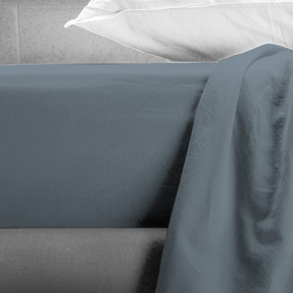 UNO DESIGN Completo Lenzuola Matrimoniale/Singolo in Puro Cotone Garment Washed_No-Stiro