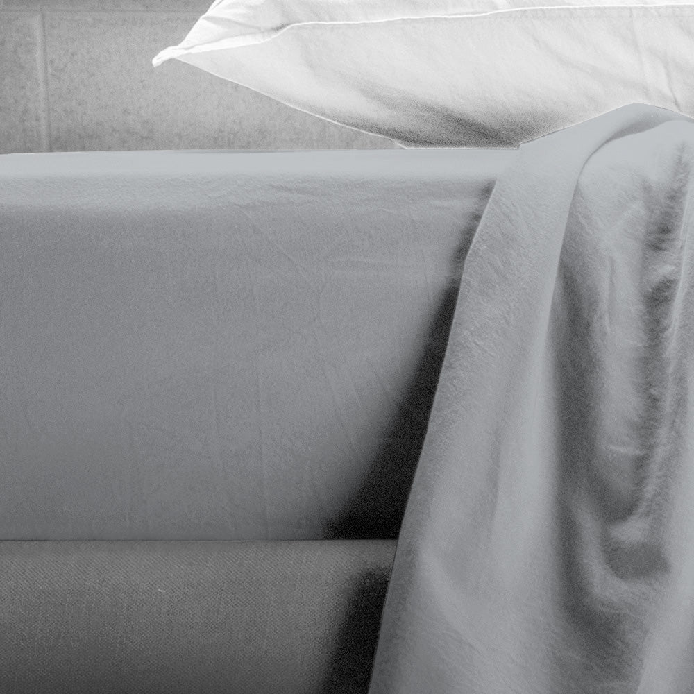 UNO DESIGN Completo Lenzuola Matrimoniale/Singolo in Puro Cotone Garment Washed_No-Stiro