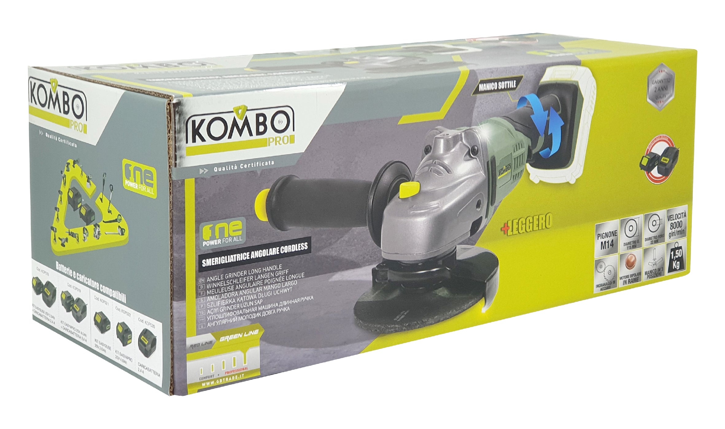 KOMBO PRO Smerigliatrice angolare d.115 cordless 20V