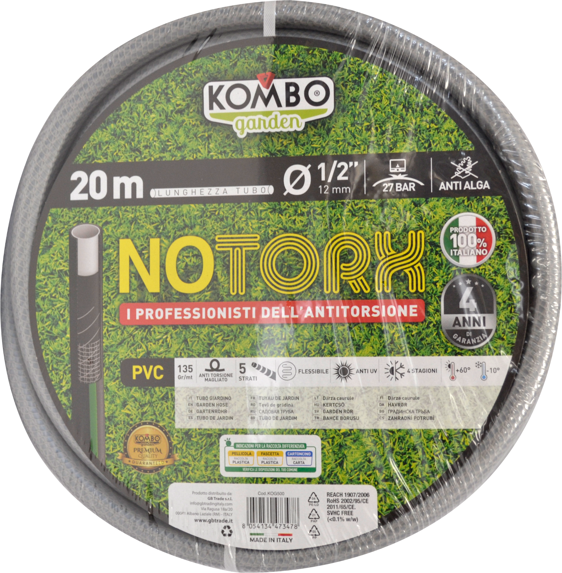 KOMBO Tubo irrigazione antitorsione 5 strati D.12.50 mm 20 mt