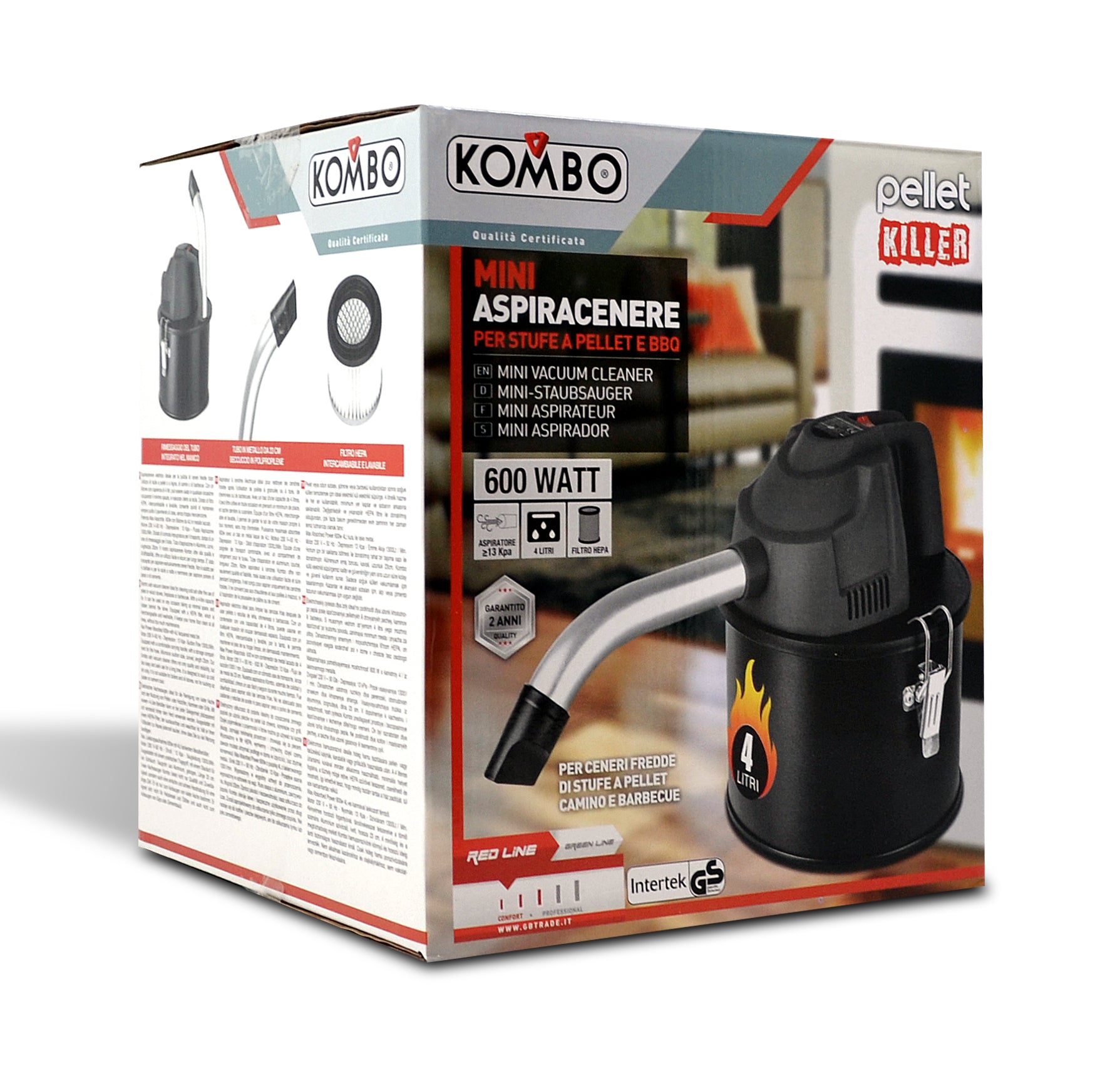 KOMBO Mini aspiracenere 4lt 600W