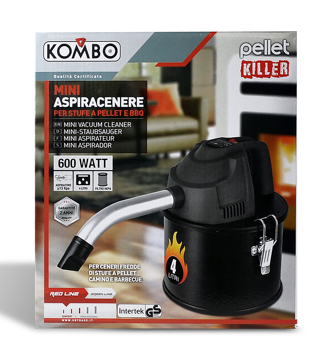 KOMBO Mini aspiracenere 4lt 600W