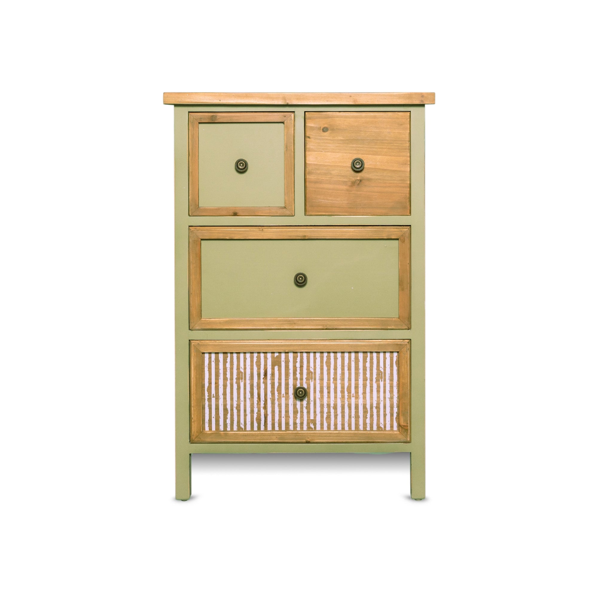 MERCURY HOME Mobile Contenitore in Legno Stile Rustico/Naturale con Cassetti e Ante