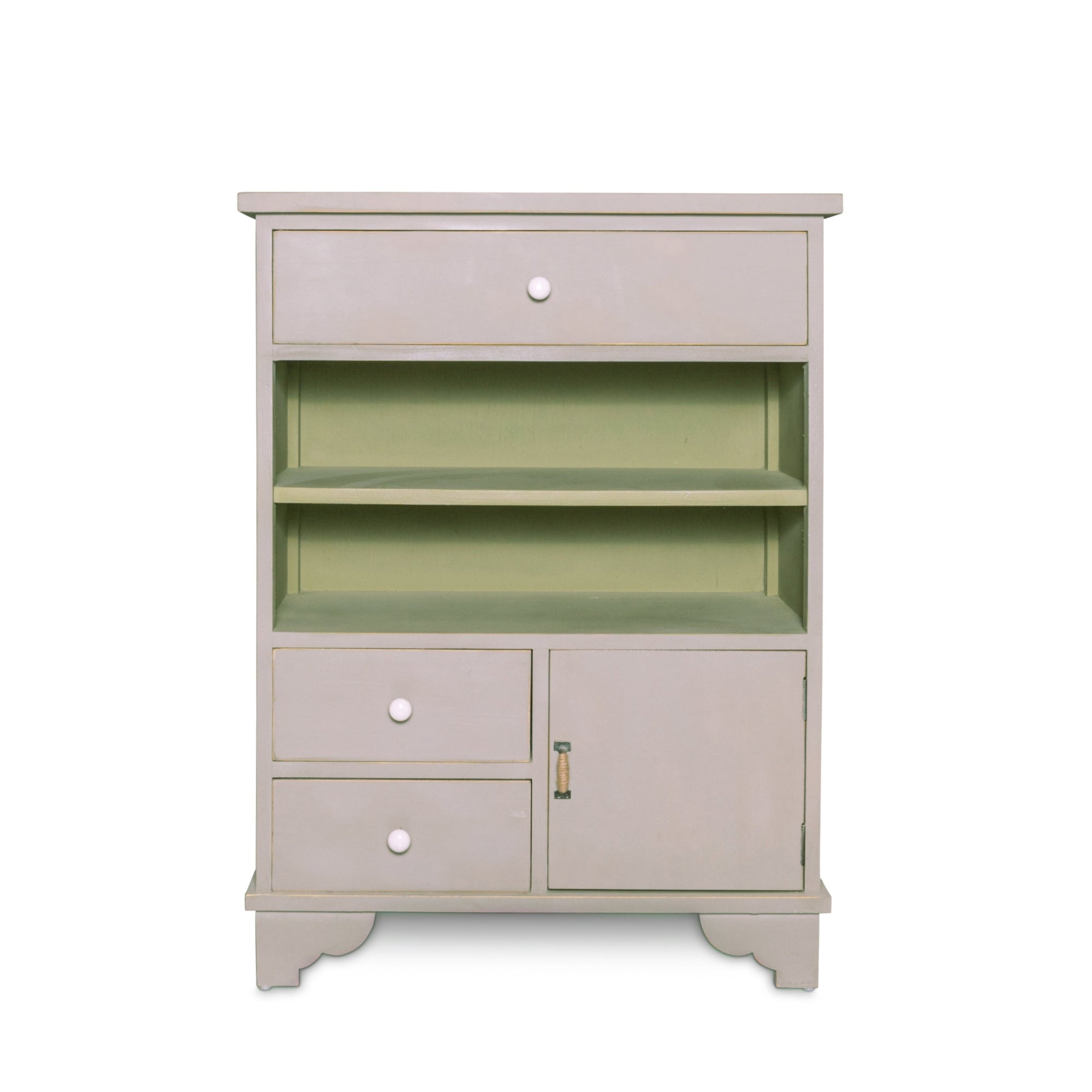 MERCURY HOME Mobile Contenitore in Legno Bicolore - Stile Classico/Rustico con Cassetti e Ripiani