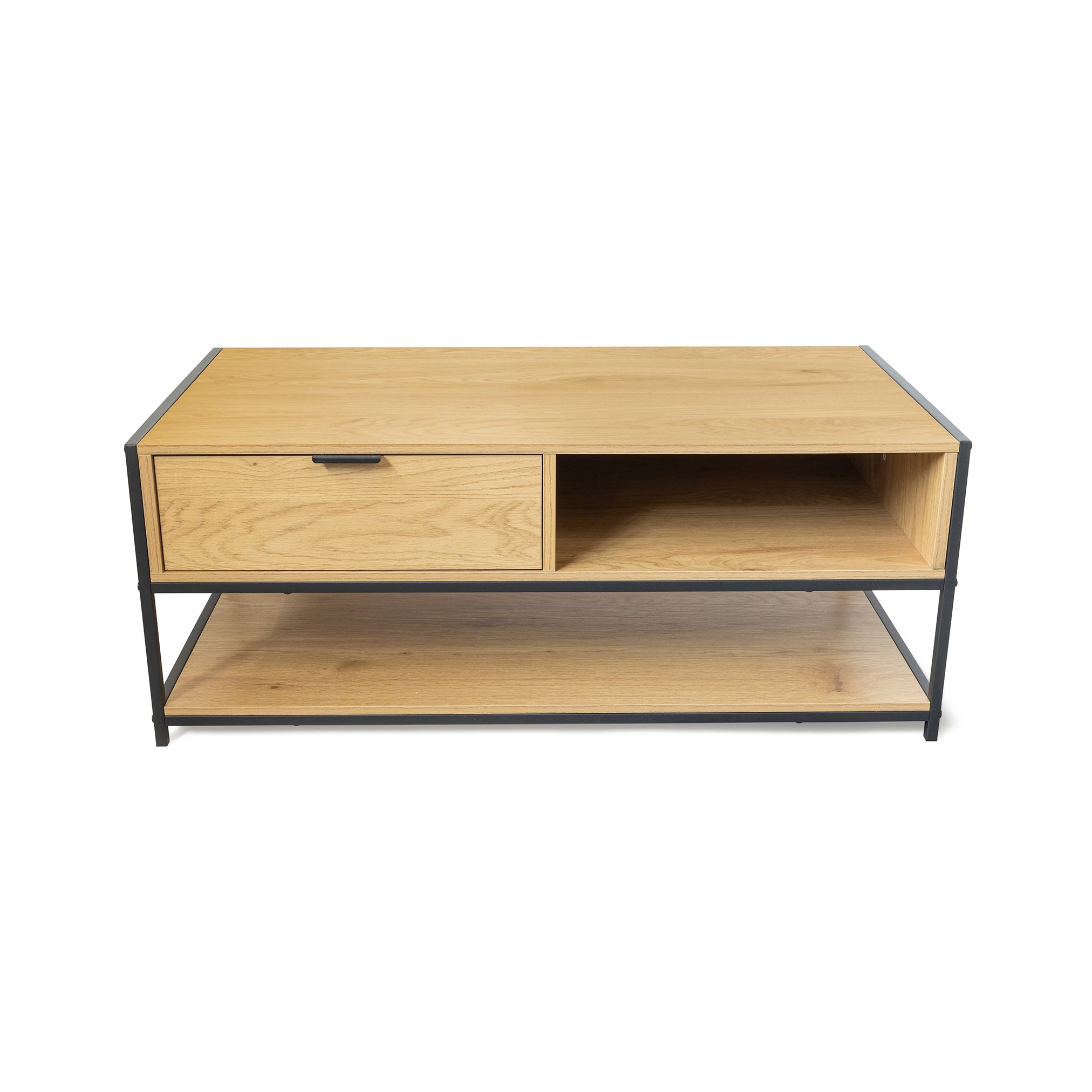 MERCURY HOME Tavolino da Salotto con Cassetto e Vano a Giorno - Stile Industriale