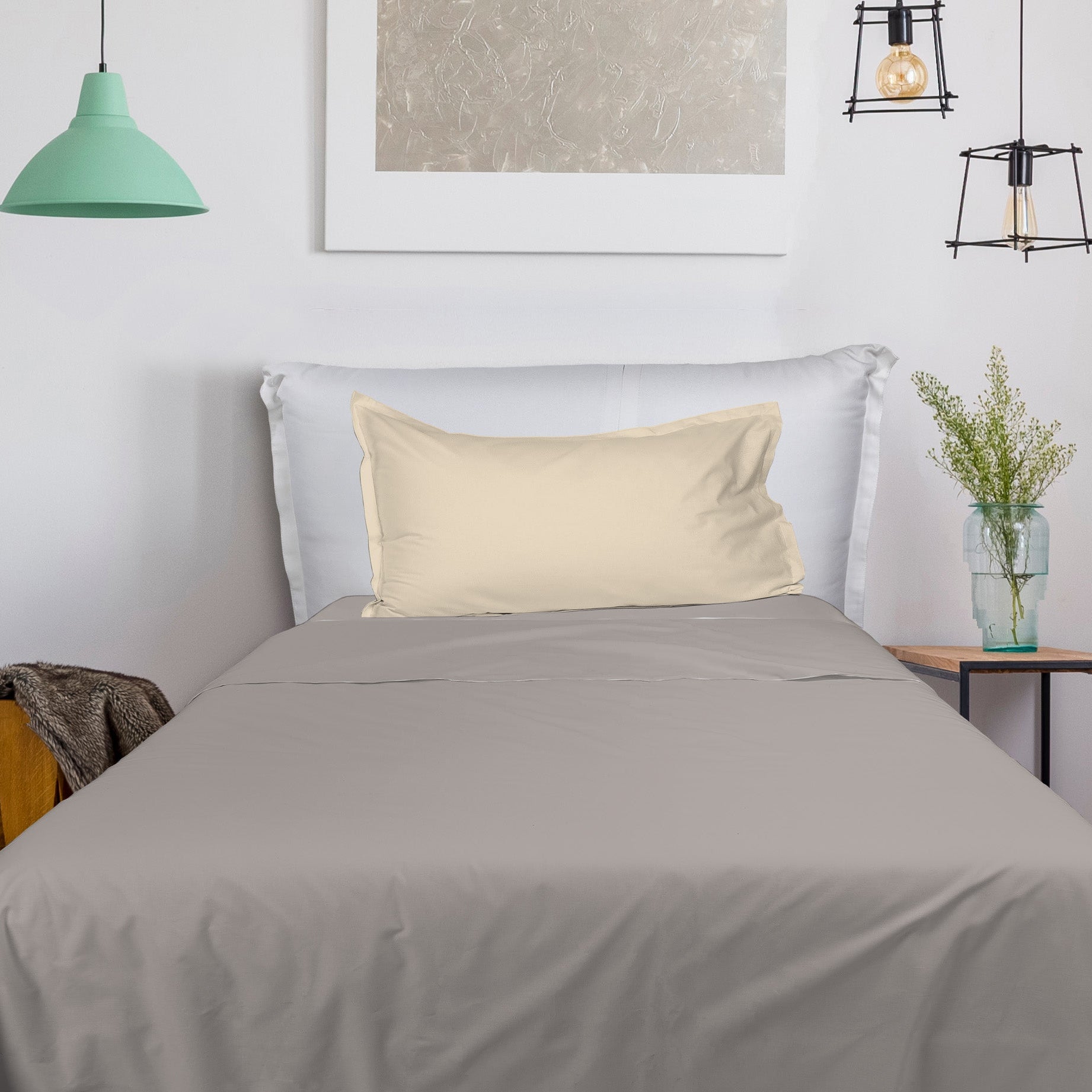 UNO DESIGN Completo Letto Bice 25 Bicolor in Puro Cotone