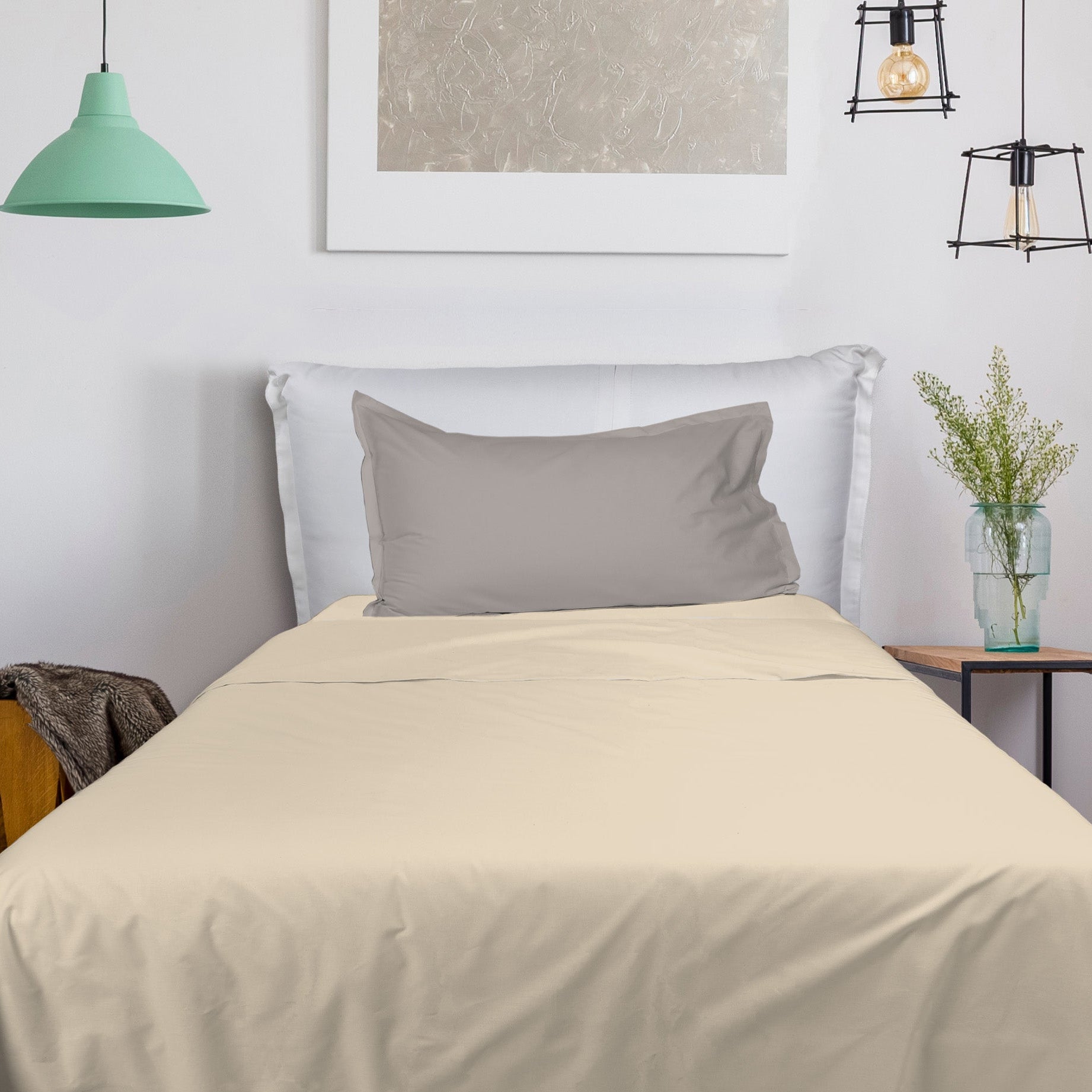 UNO DESIGN Completo Letto Bice 25 Bicolor in Puro Cotone