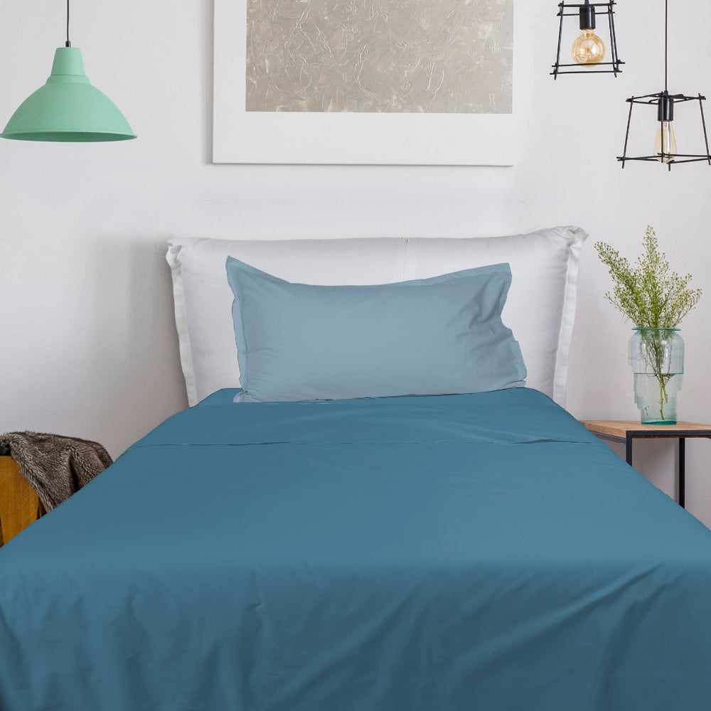 UNO DESIGN Completo Letto Bice 25 Bicolor in Puro Cotone