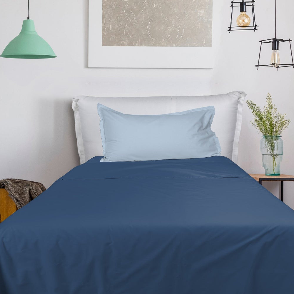 UNO DESIGN Completo Letto Bice 25 Bicolor in Puro Cotone