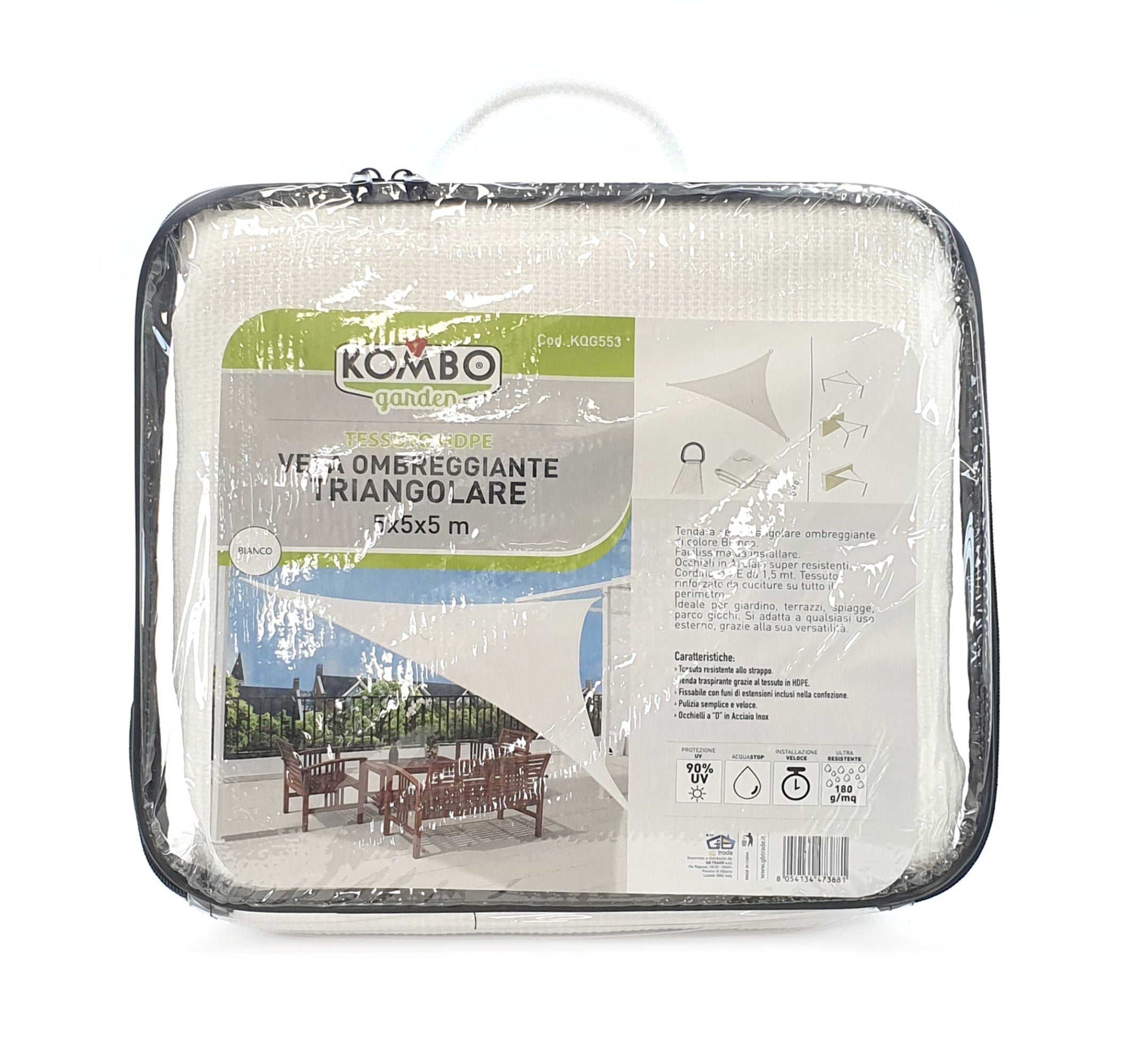 KOMBO Vela ombreggiante triangolare 180g bianca