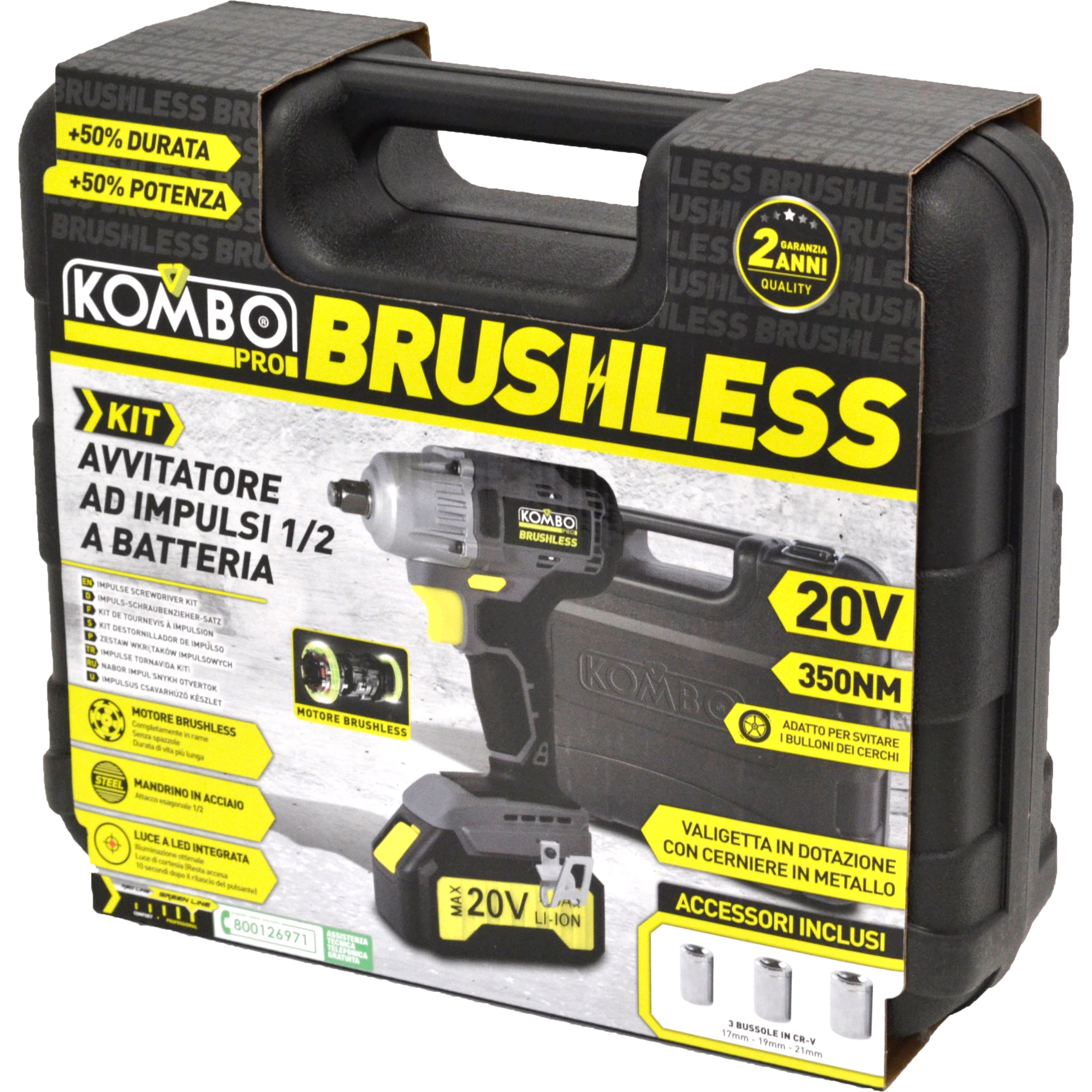 KOMBO PRO BRUSHLESS Avvitatore ad impulsi cordless 20V attacco 1/2"