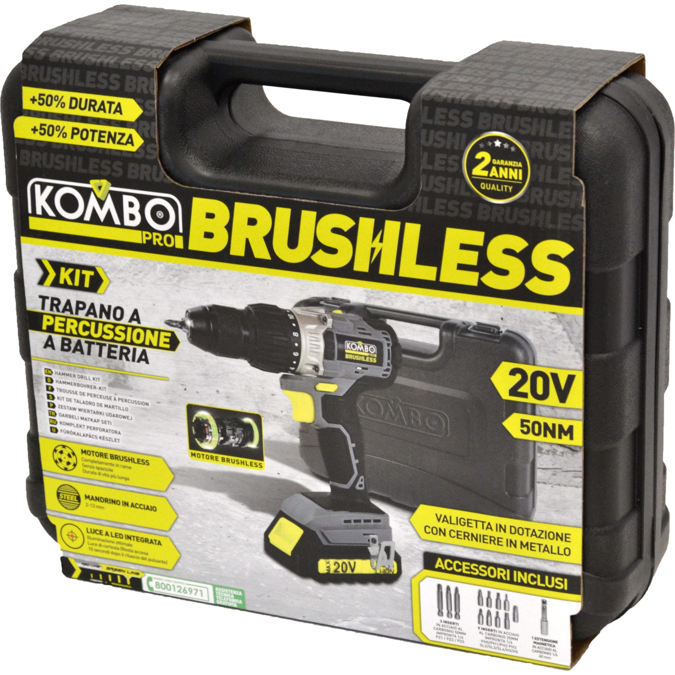 KOMBO PRO BRUSHLESS Trapano/avvitatore a percussione cordless 20V