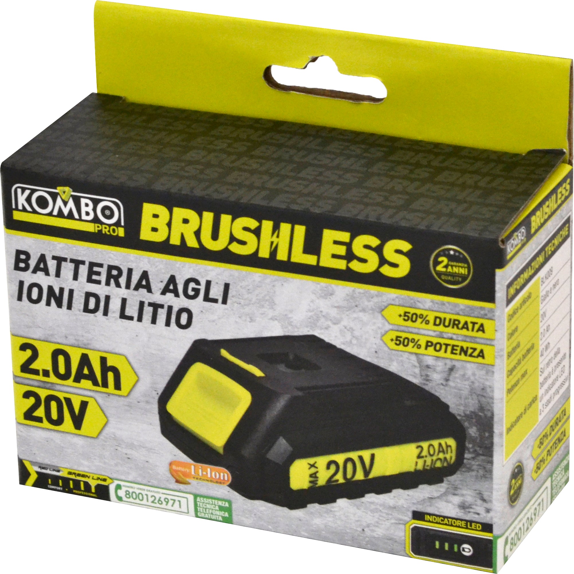 KOMBO PRO BRUSHLESS Batteria 2,0Ah 20V