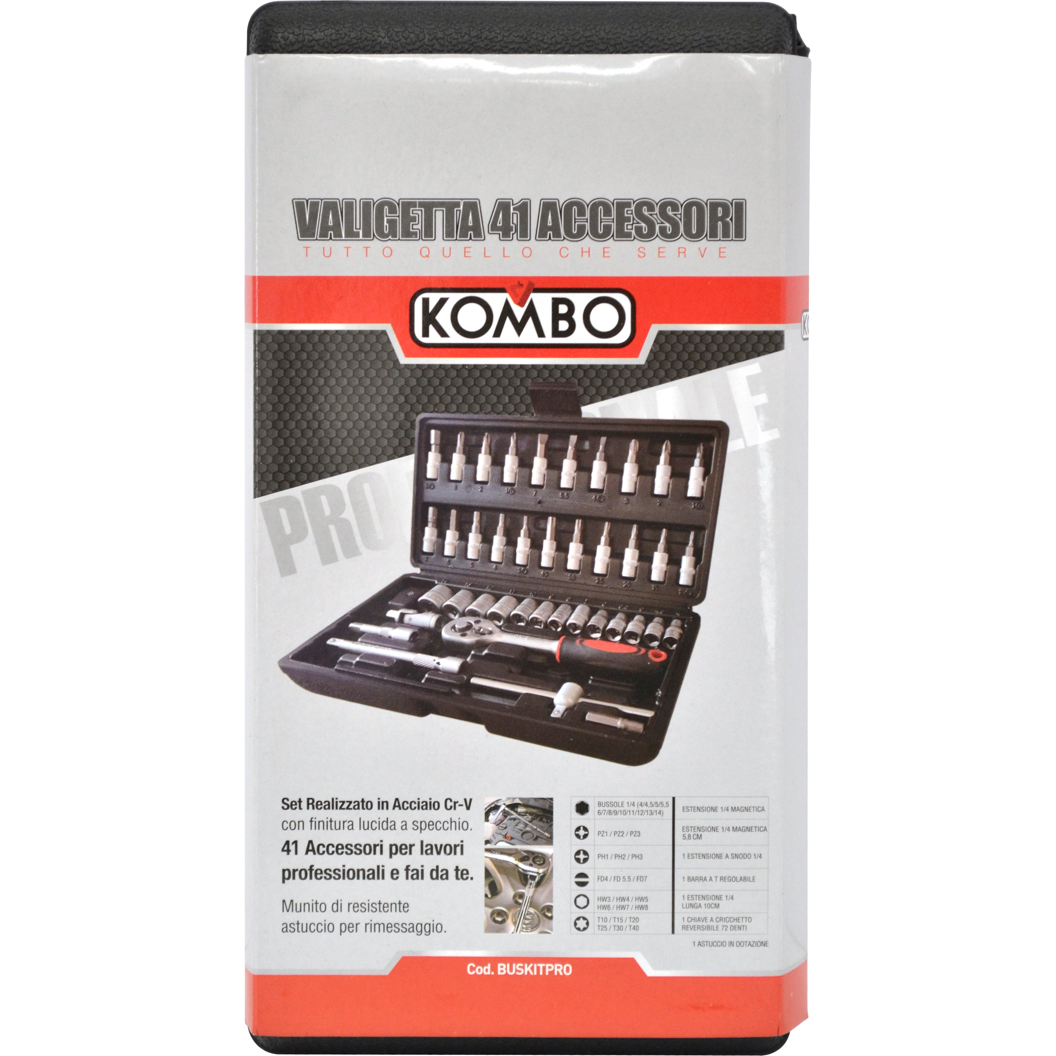 KOMBO Set cricchetto reversibile con 41 accessori