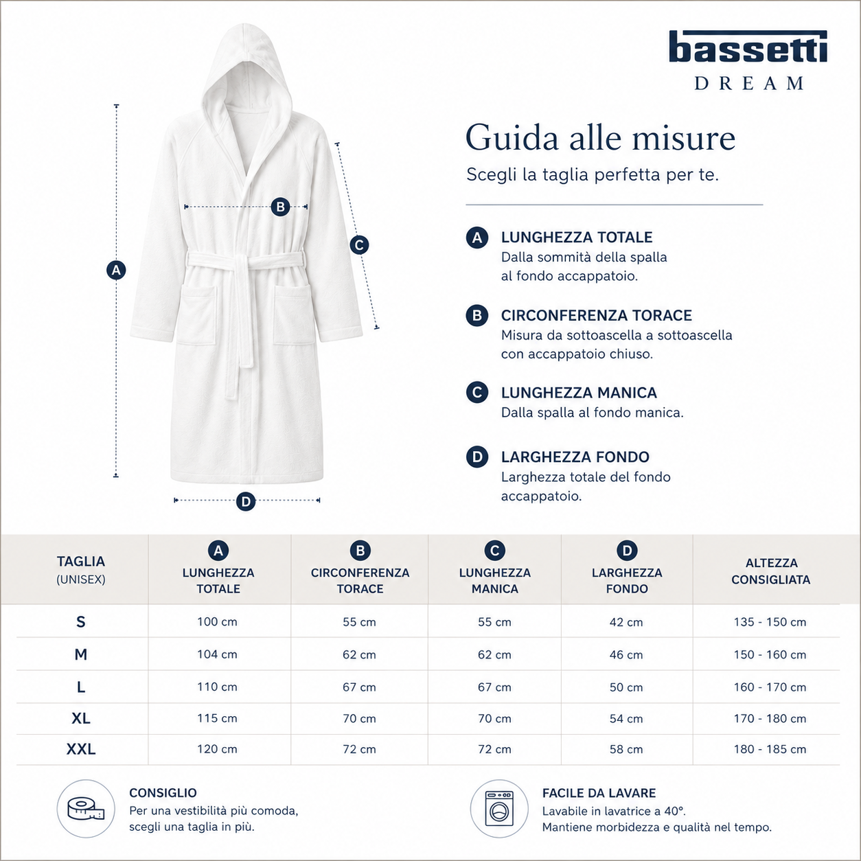 BASSETTI Accappatoio in spugna con cappuccio