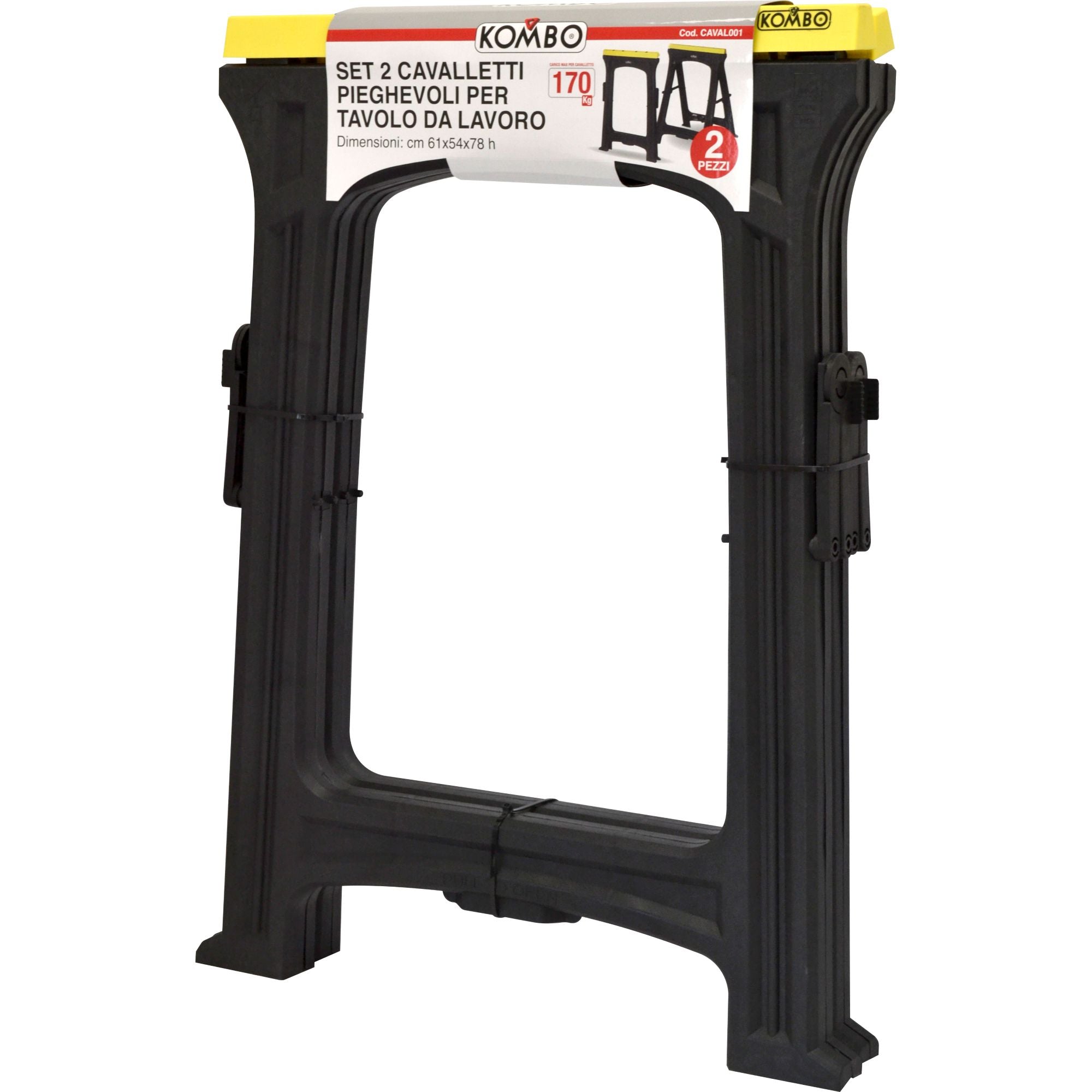 KOMBO Set 2 Cavalletti da Lavoro Pieghevoli Portata 170kg Salvaspazio