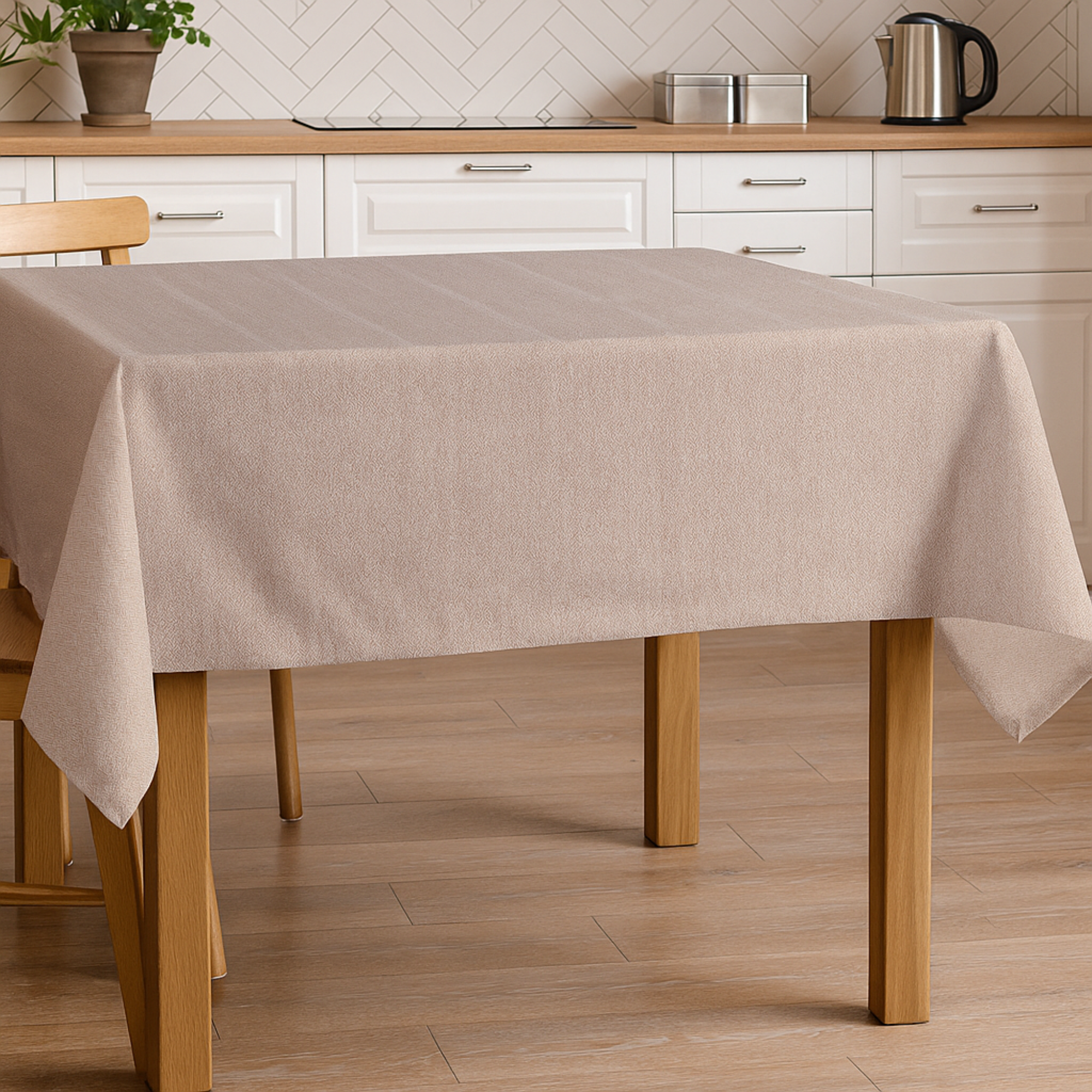 TESS HOME COLLECTION Tovaglia Antimacchia Tinto Filo Chevron Rosa 140x180 cm