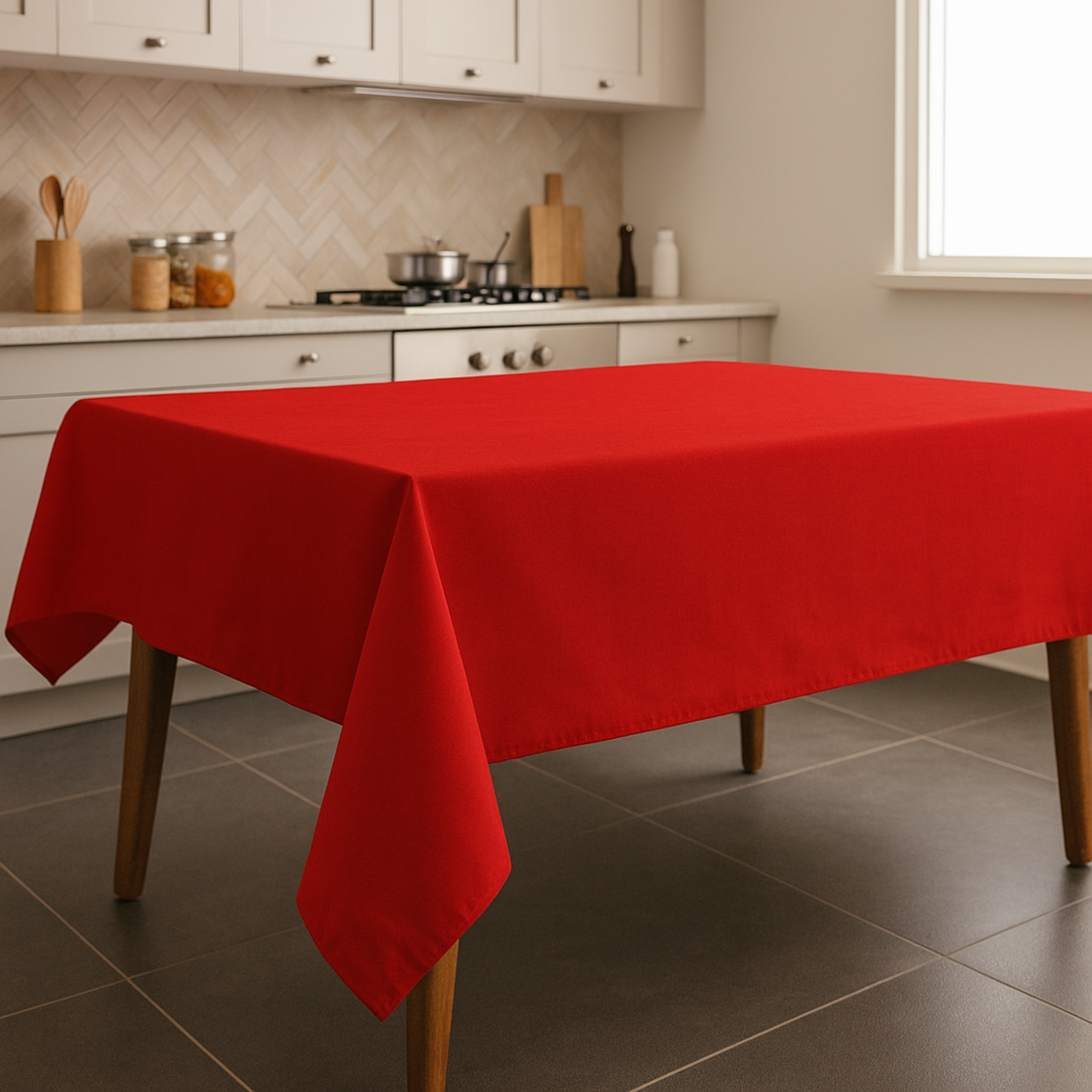 TESS HOME COLLECTION Tovaglia antimacchia tinto filo 140x180 Melange rosso