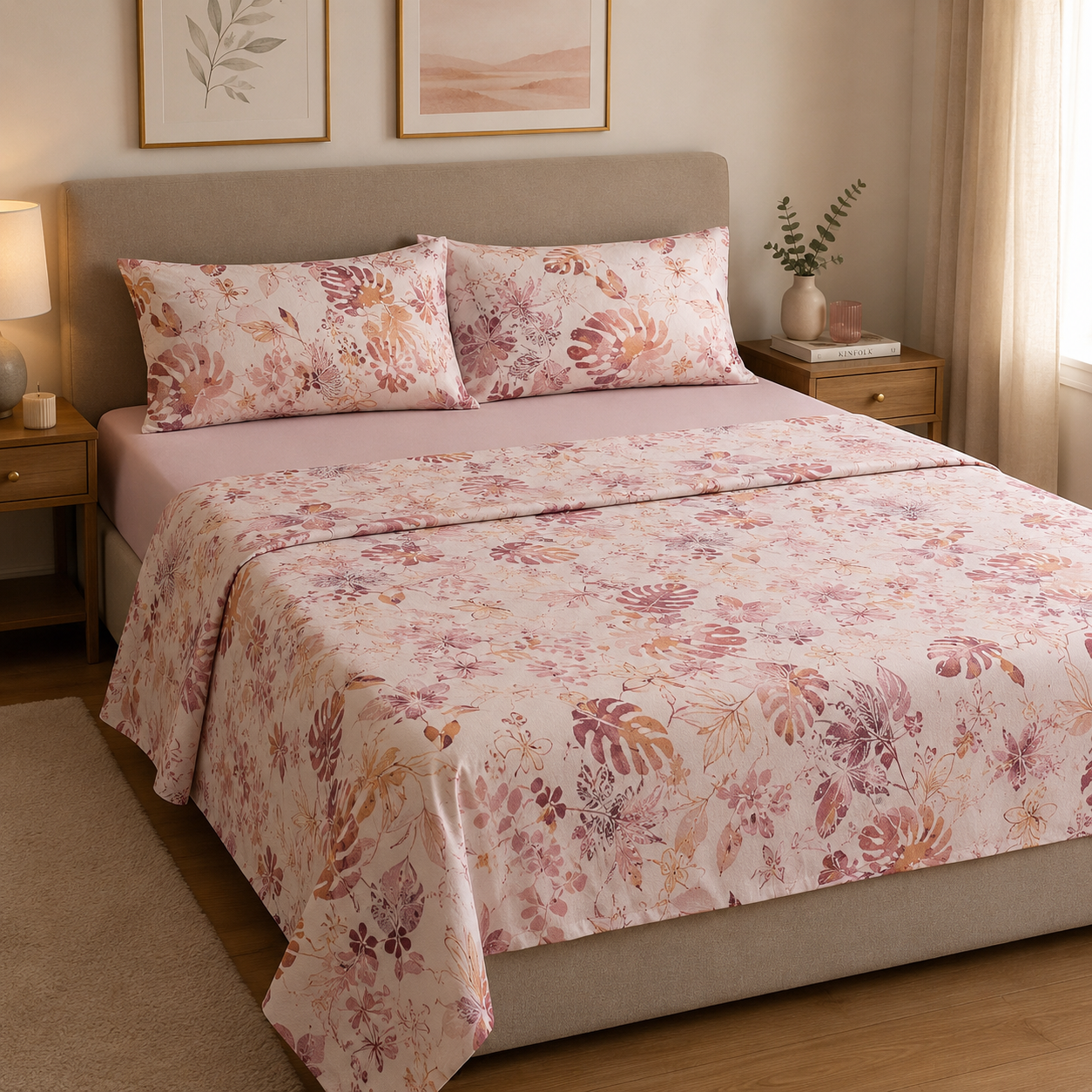 HERMET Completo Letto Matrimoniale Nives 100% Cotone di Alta Qualità