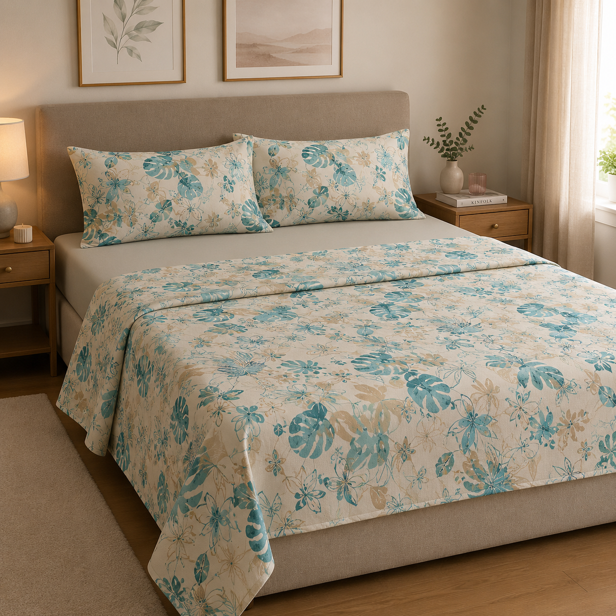 HERMET Completo Letto Matrimoniale Nives 100% Cotone di Alta Qualità