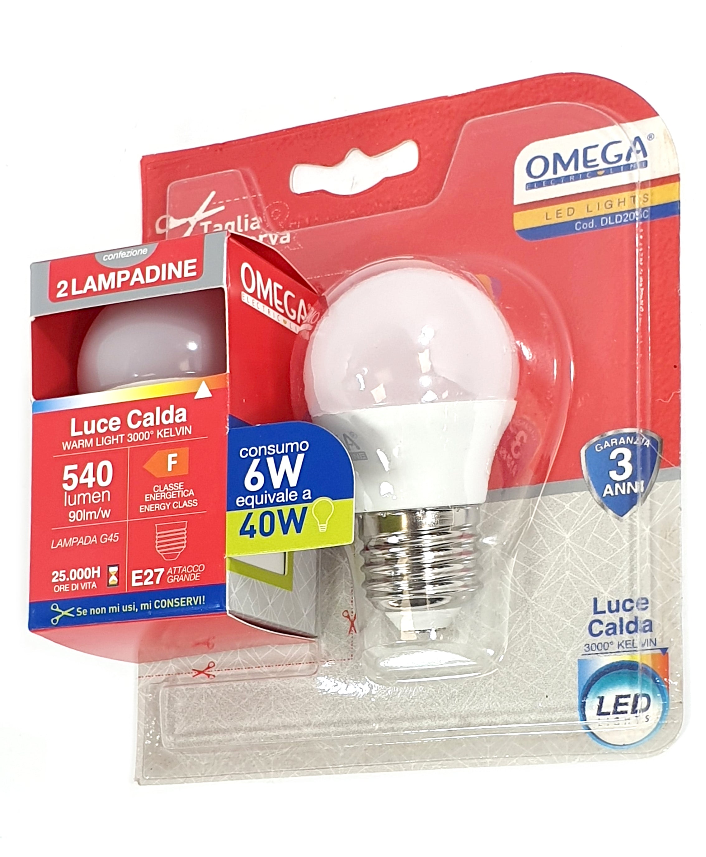 OMEGA Set 6 lampadine sfera led 6W E27