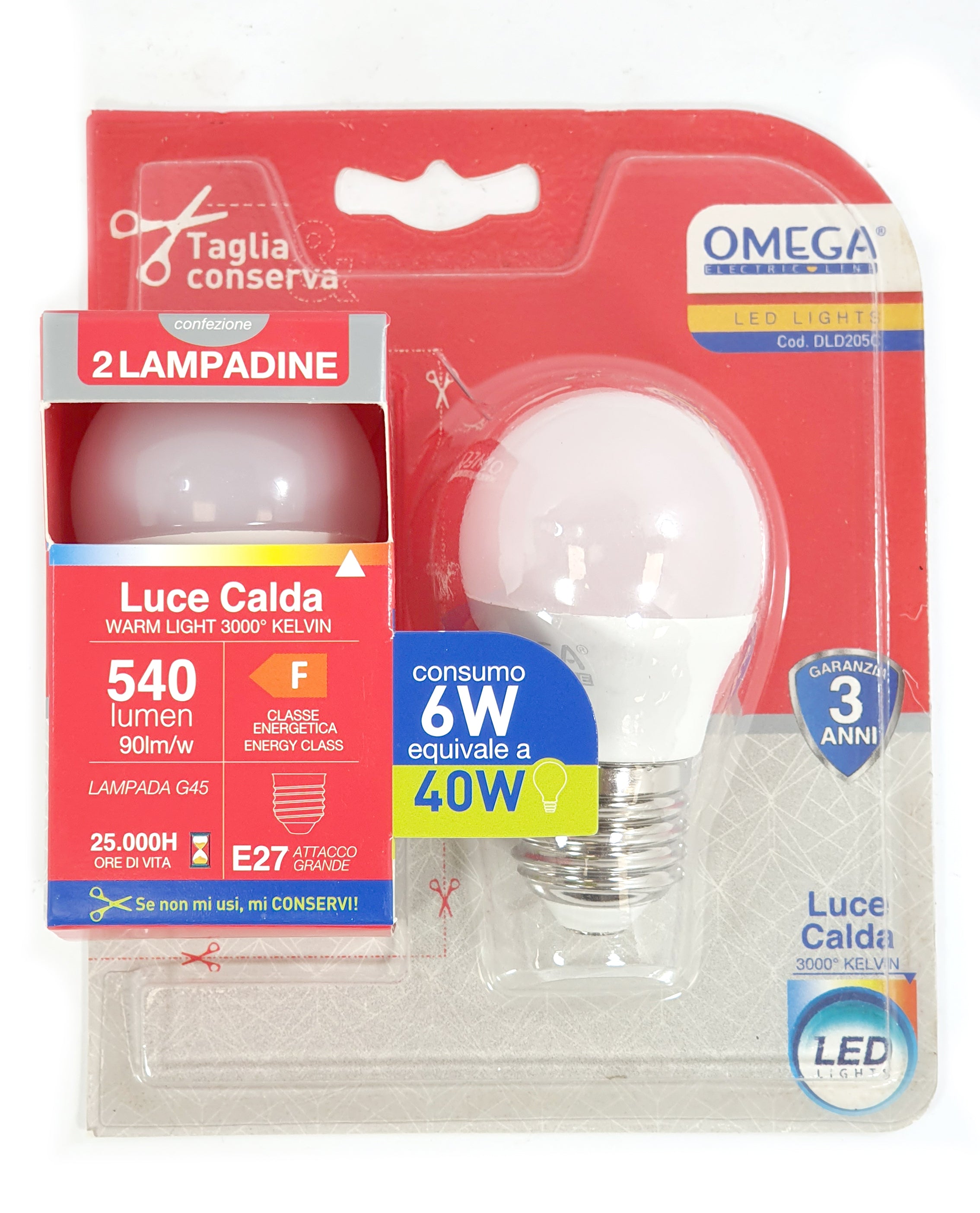 OMEGA Set 6 lampadine sfera led 6W E27