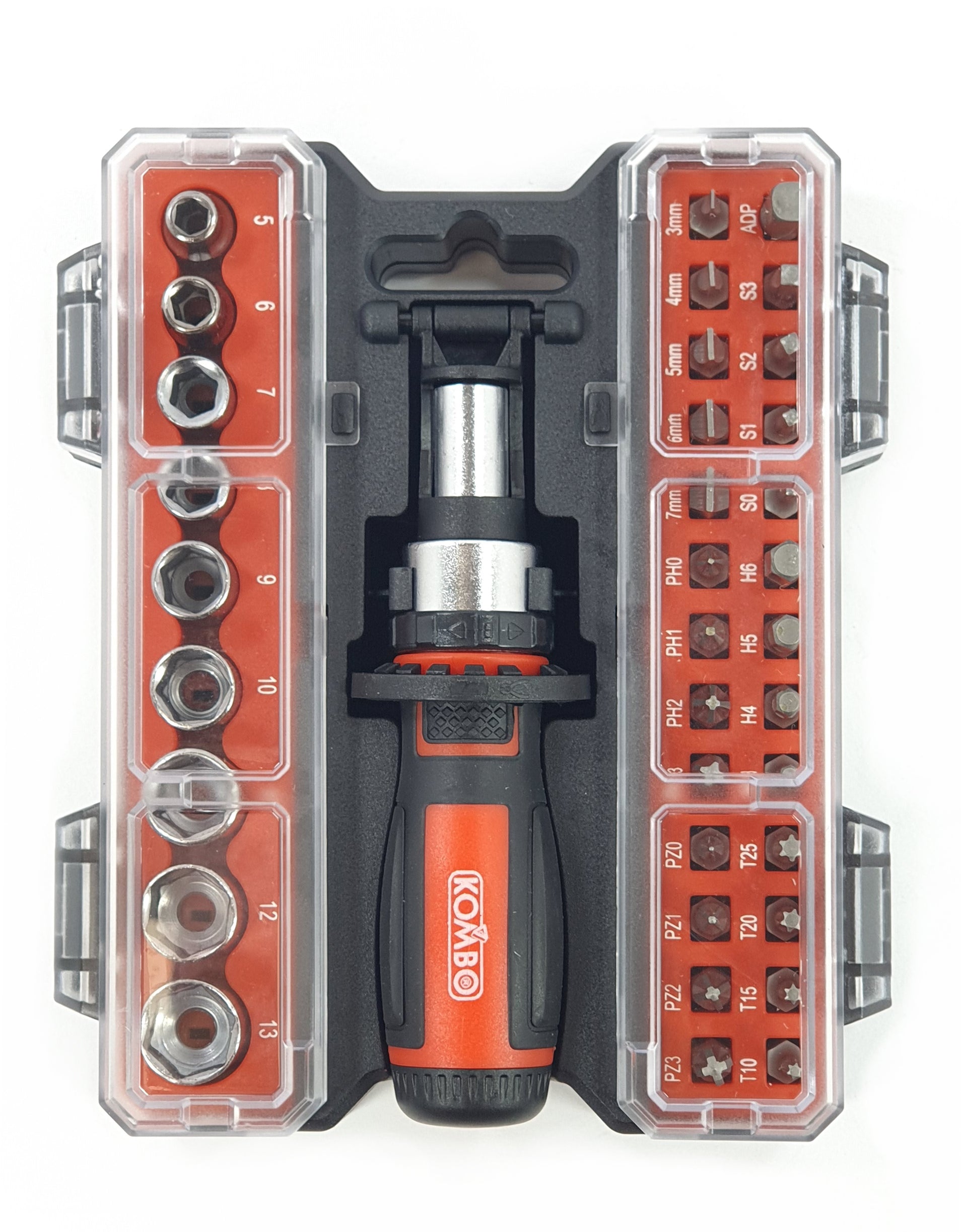 KOMBO Set cacciavite a cricchetto + 36 accessori