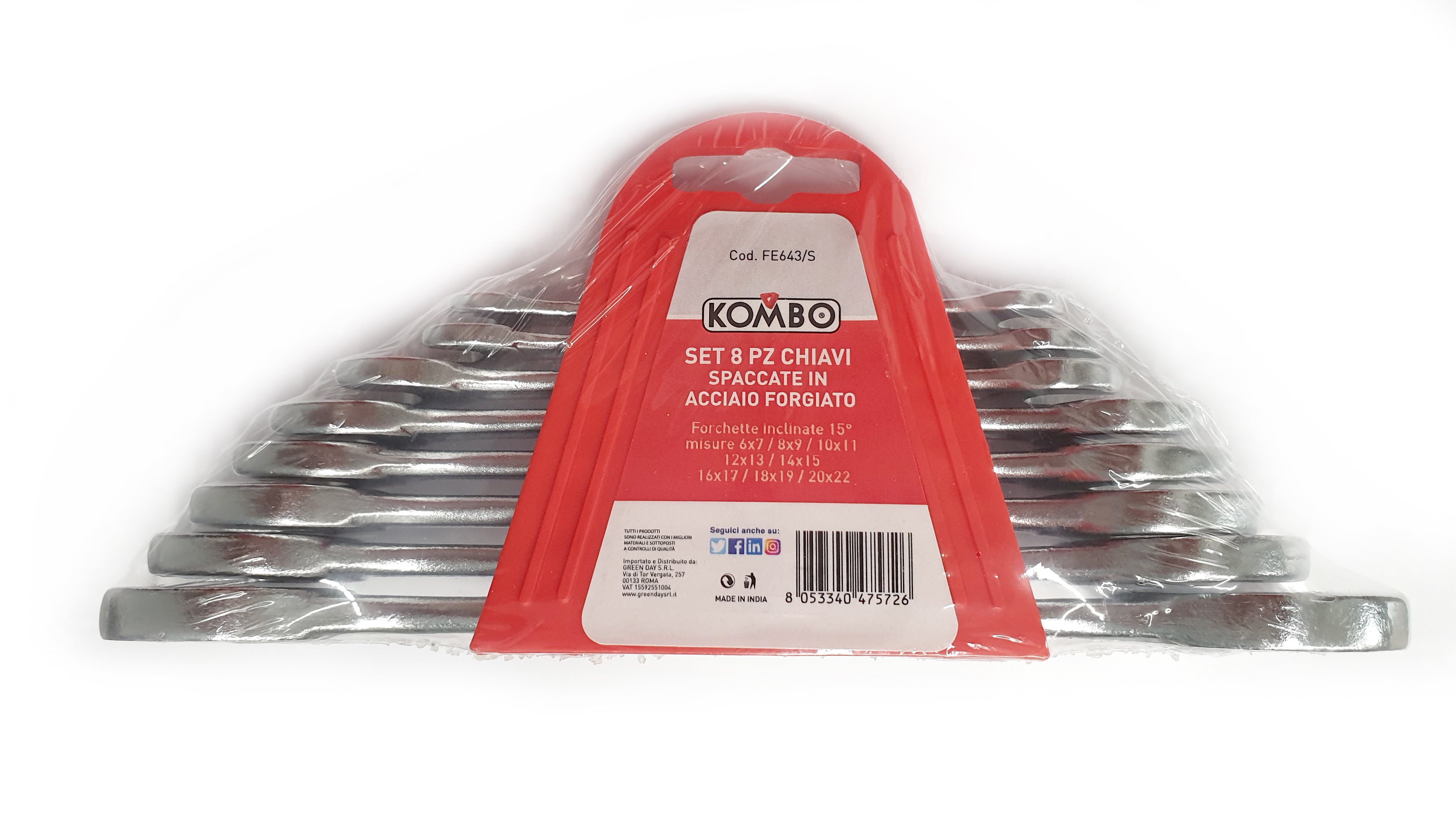 KOMBO Set di chiavi spaccate in acciaio forgiato