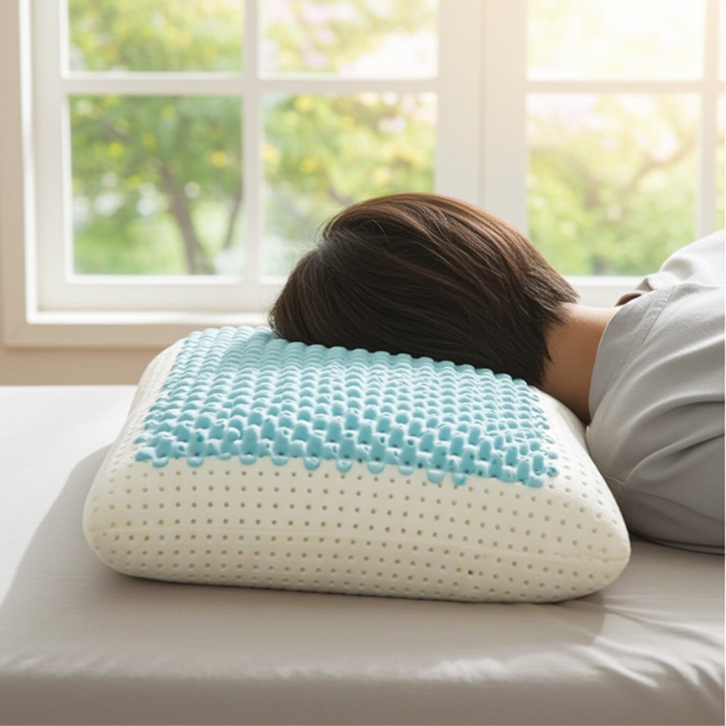 EFFE Guanciale Memory Massage Linea Memory 43x72x13_Ergonomico, Coolgel e Anti-Acaro_Made in Italy