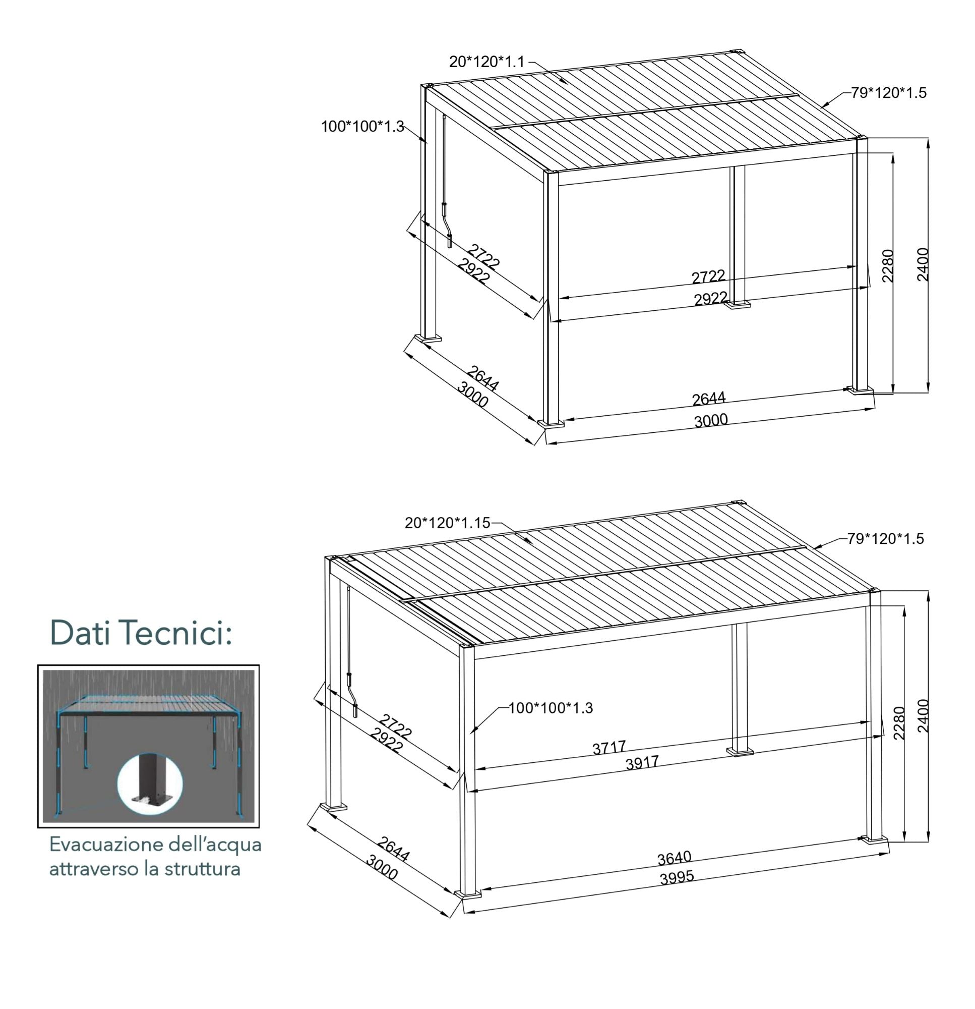 CLIMA NATURA Pergola Bioclimatica Gelsomino Plus 4,00x3,00x2,40 mt
