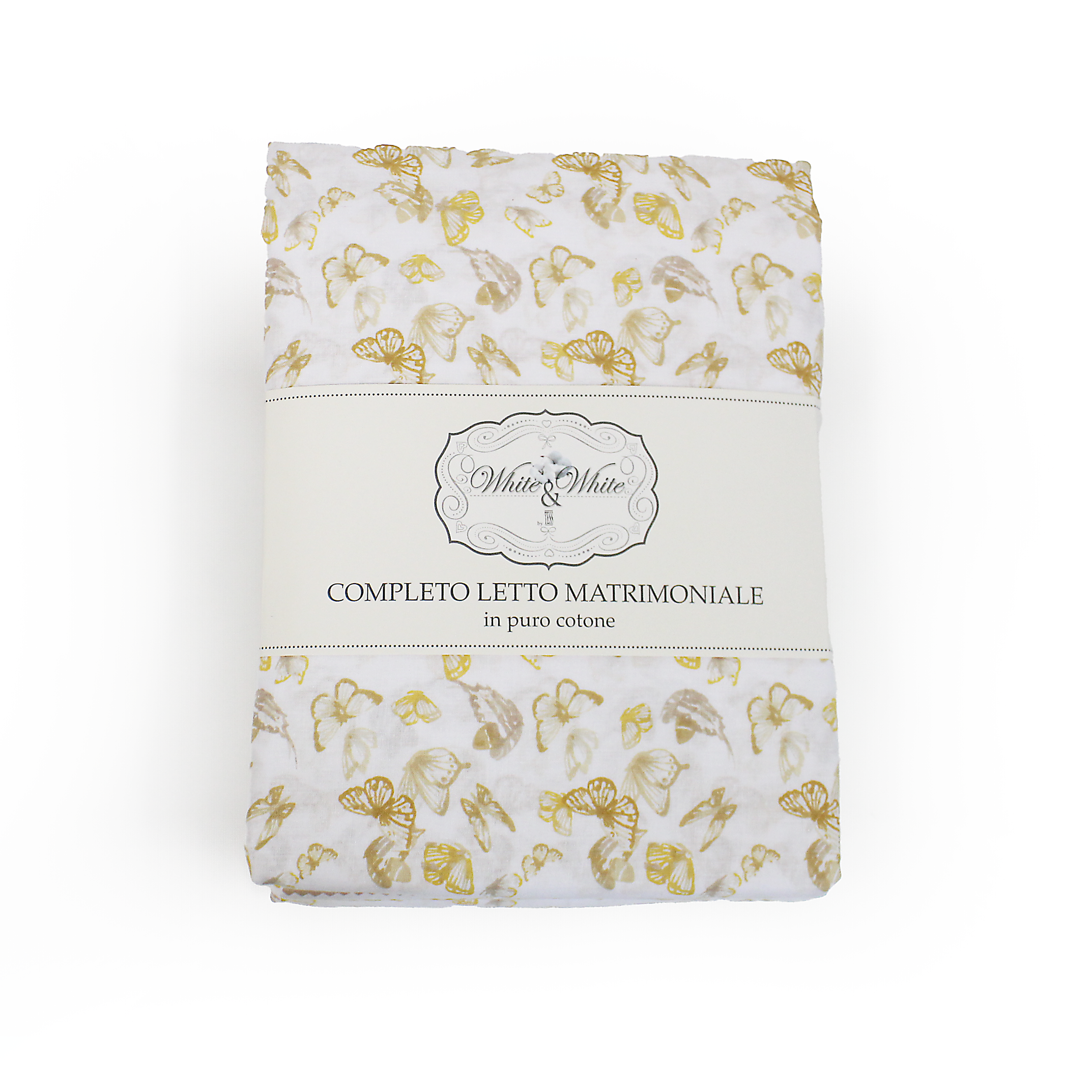 TESS HOME COLLECTION Completo letto matrimoniale Farfalle in Puro Cotone
