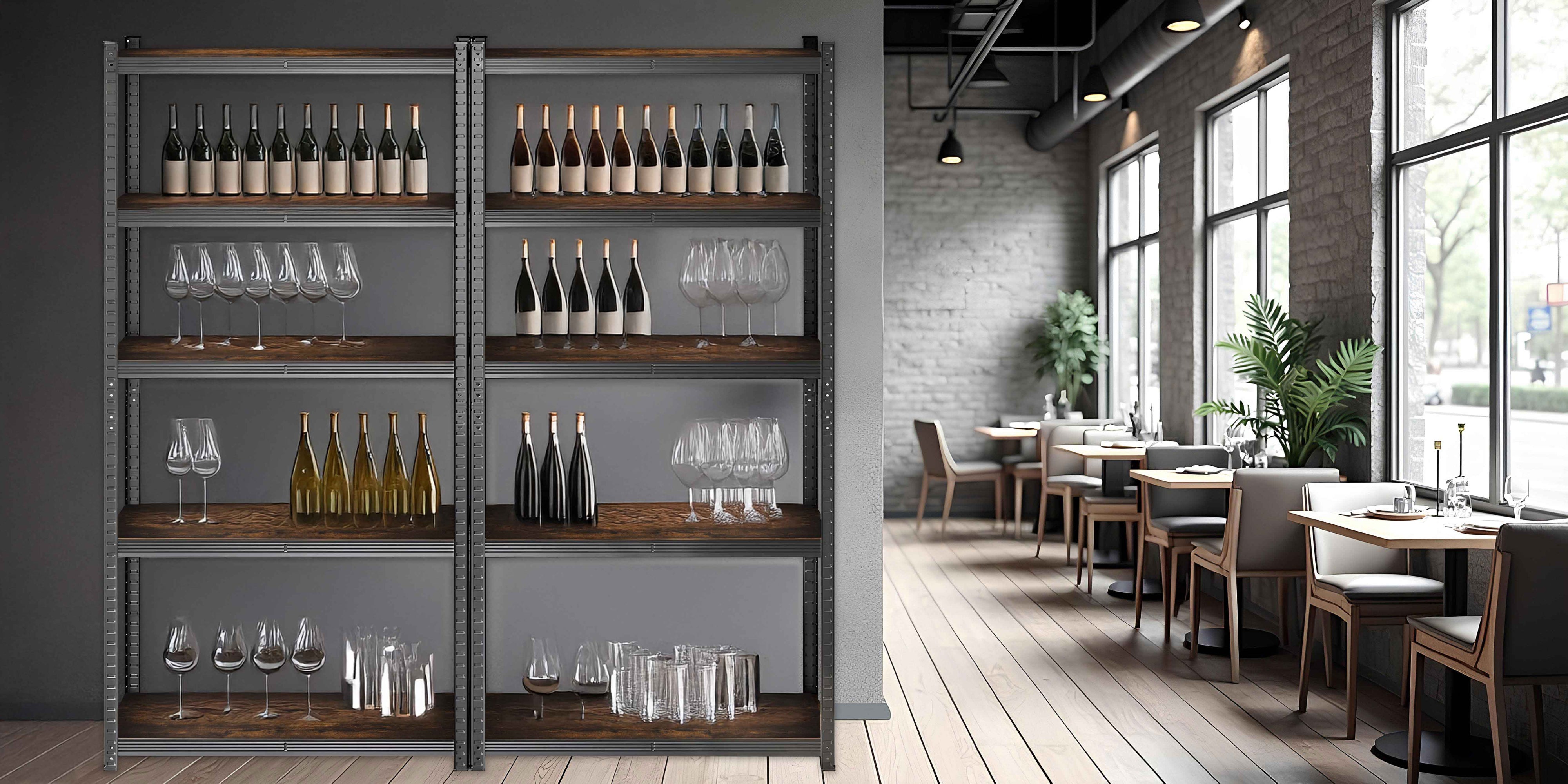 KOMBO Scaffale Industriale 4 Piani Acciaio e Legno - 400kg Totali