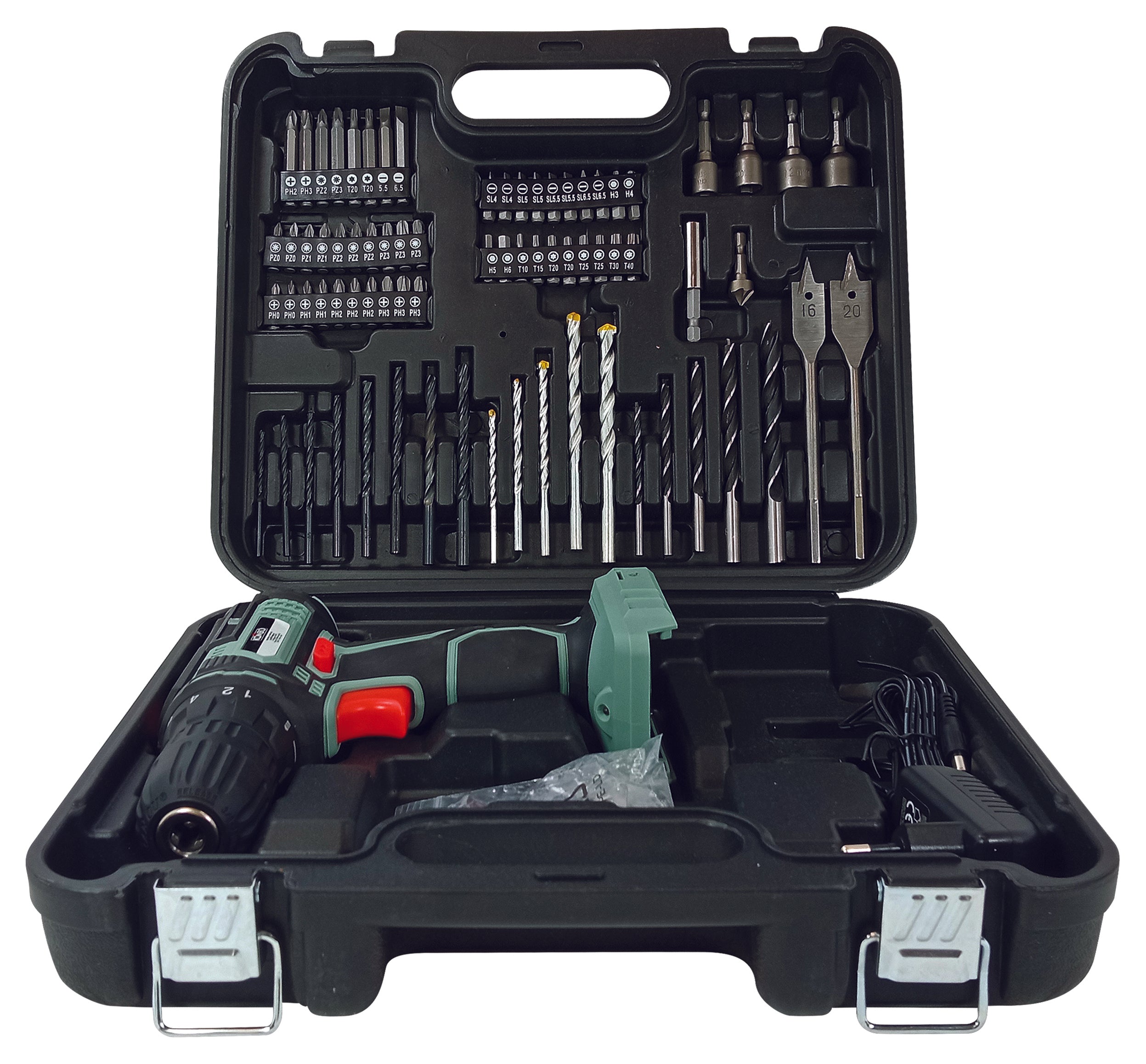 KOMBO Kit trapano cordless 1,5 ah + valigetta con 79 accessori