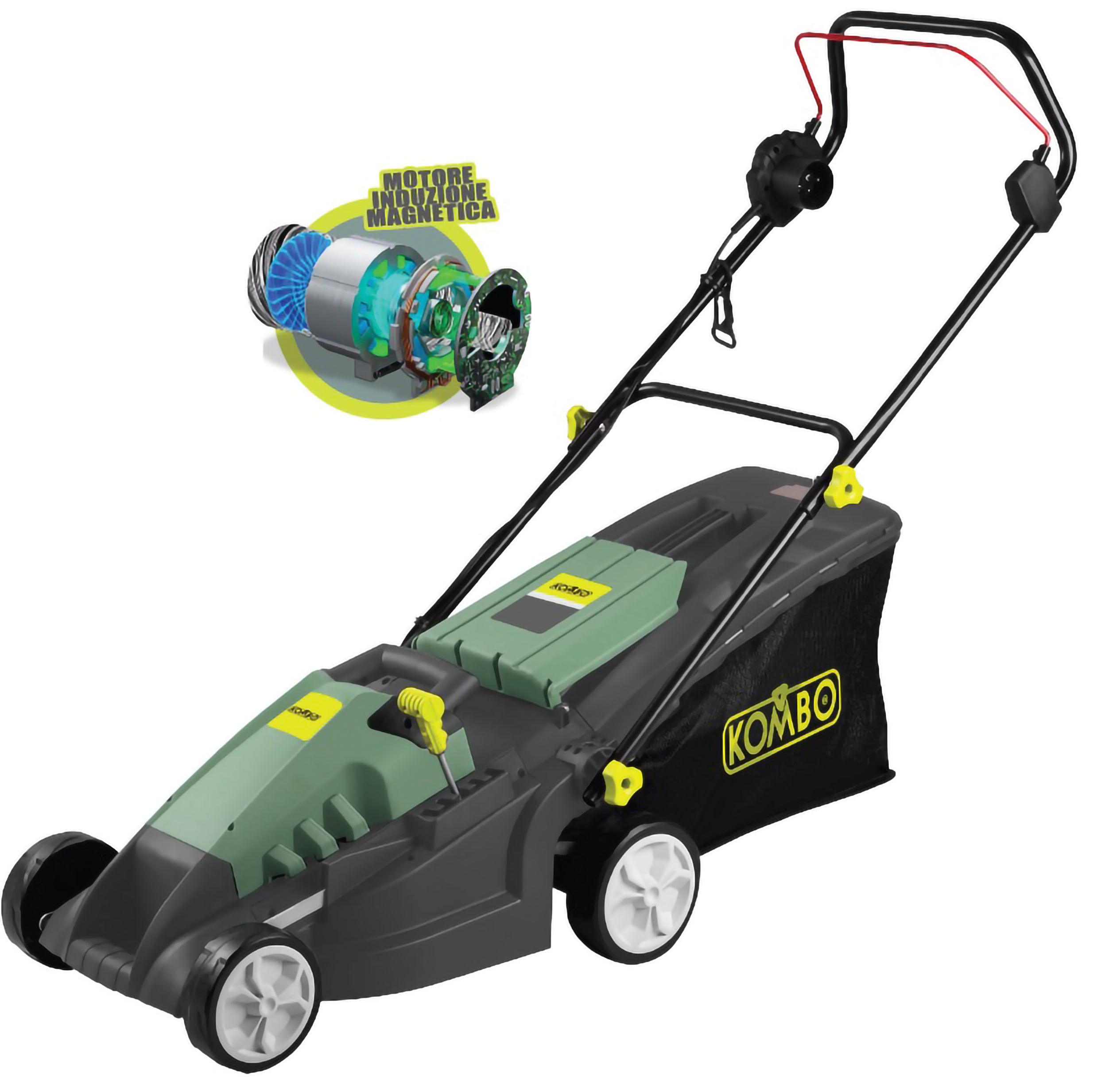 KOMBO Rasaerba elettrico con motore ad induzione 1600W taglio 38cm