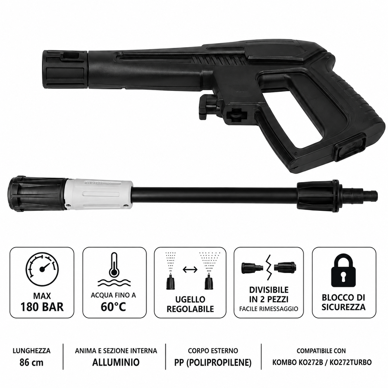 KOMBO Lancia Di Ricambio Per Idropulitrice KO272B e KO272TURBO