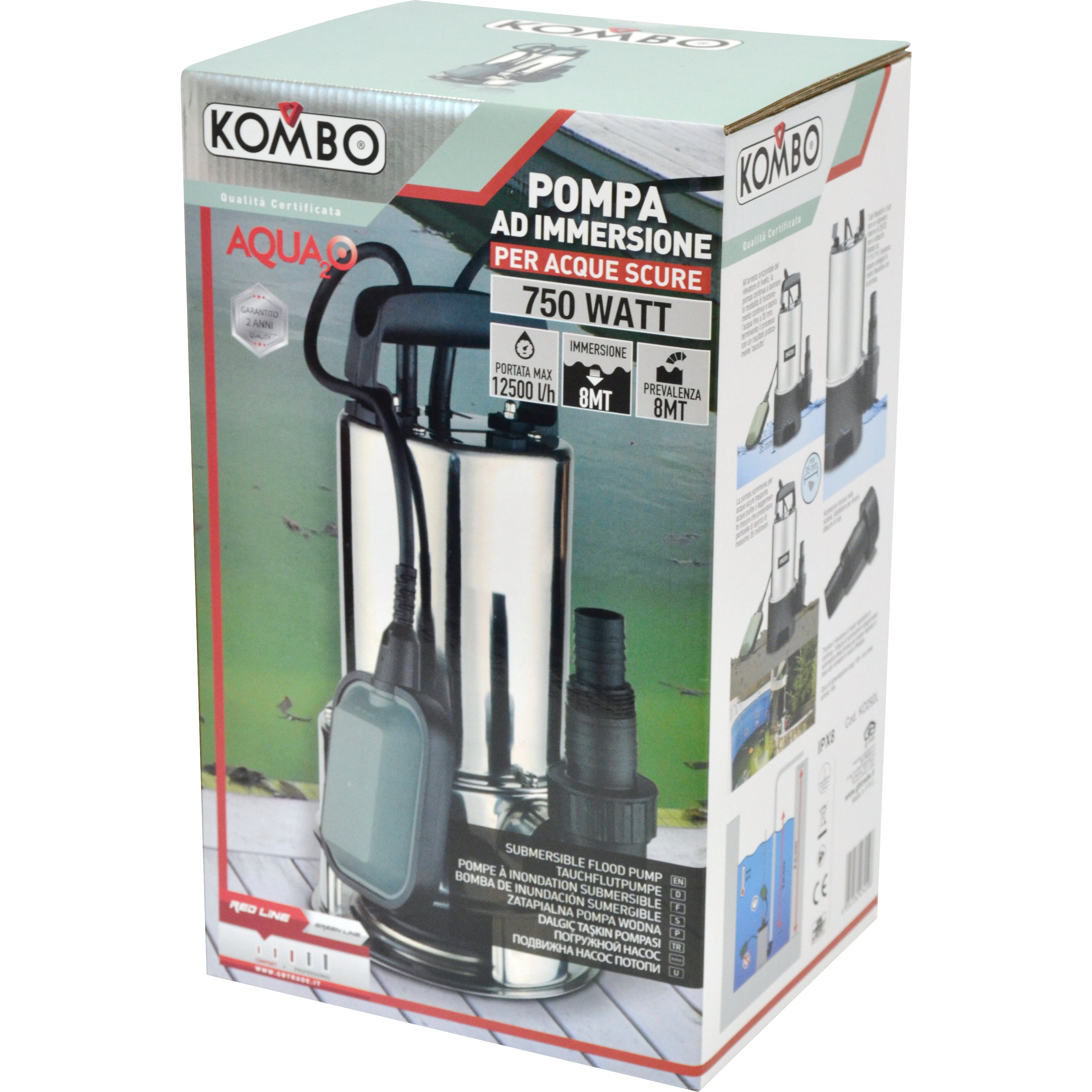 KOMBO Pompa ad immersione inox per acque scure 12500 lt/min 750W