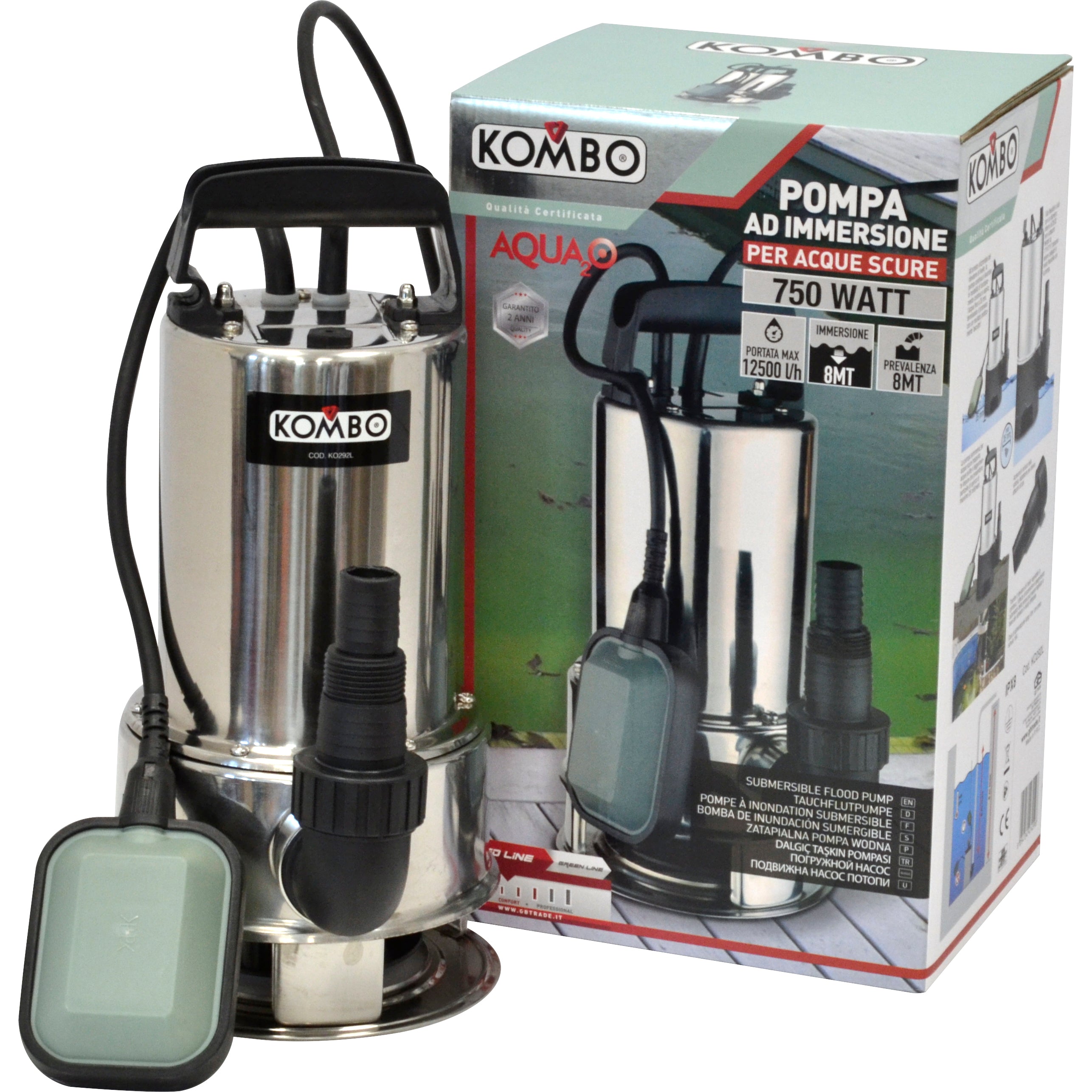 KOMBO Pompa ad immersione inox per acque scure 12500 lt/min 750W