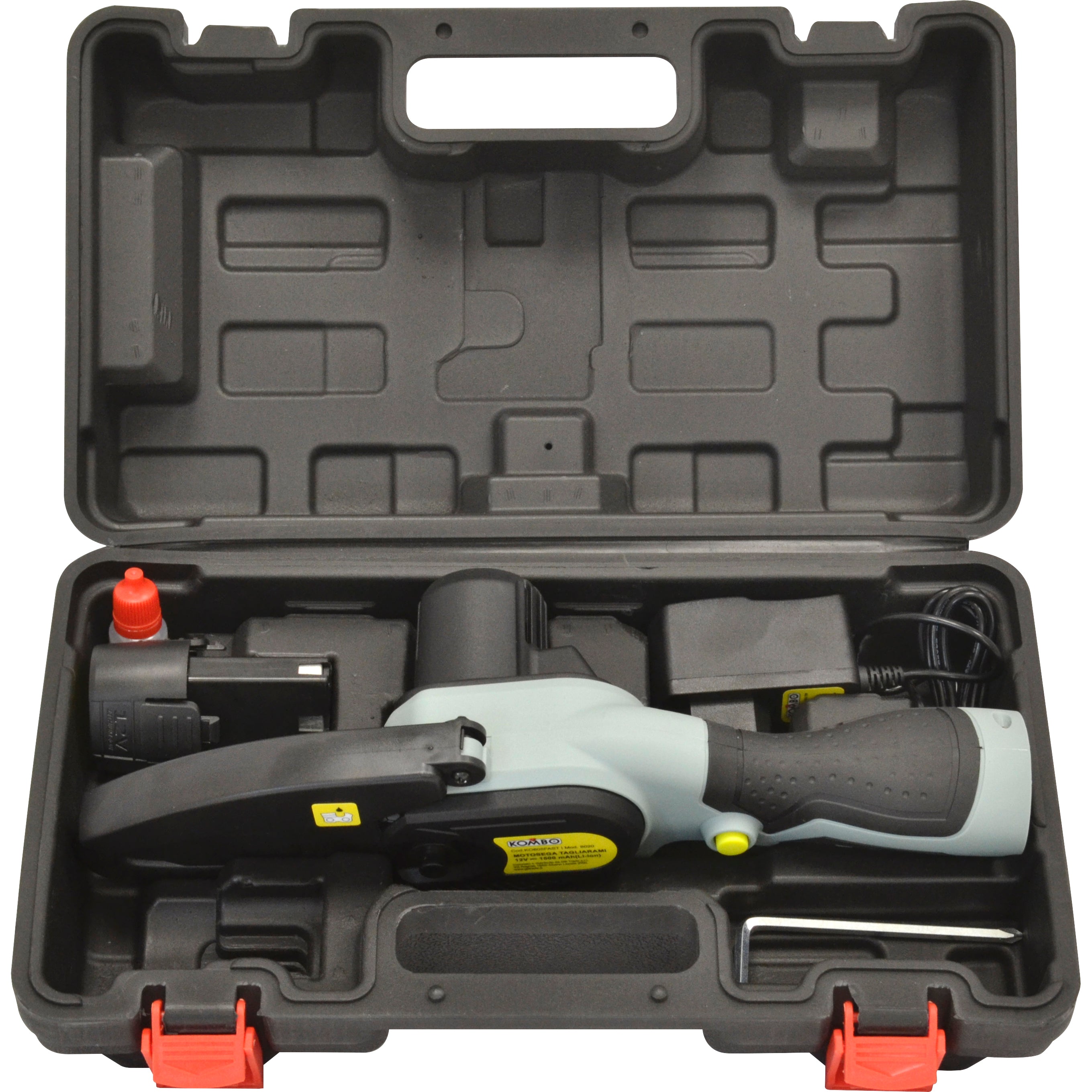 KOMBO Motosega cordless tagliarami con batteria 1.5 Ah 12V