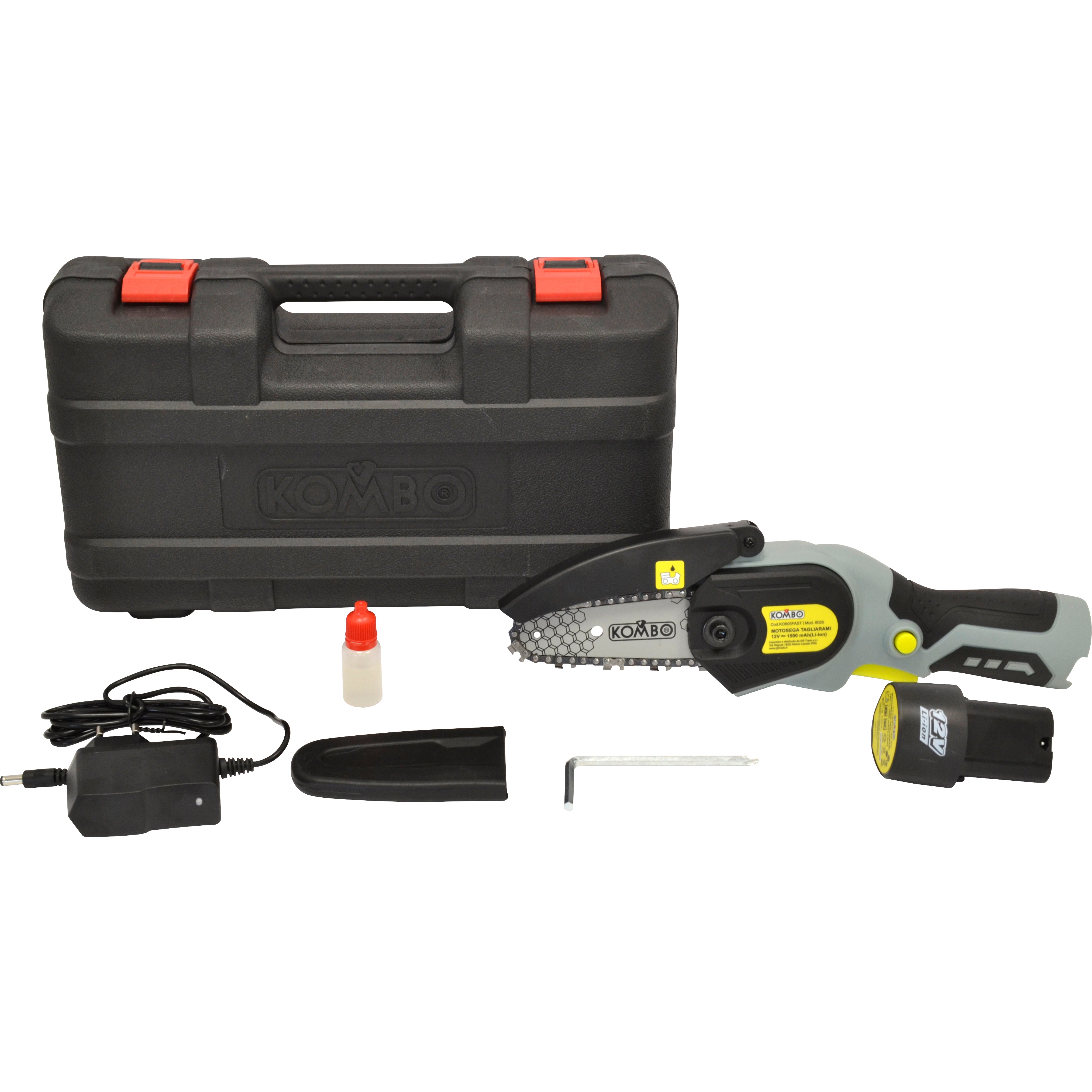 KOMBO Motosega cordless tagliarami con batteria 1.5 Ah 12V