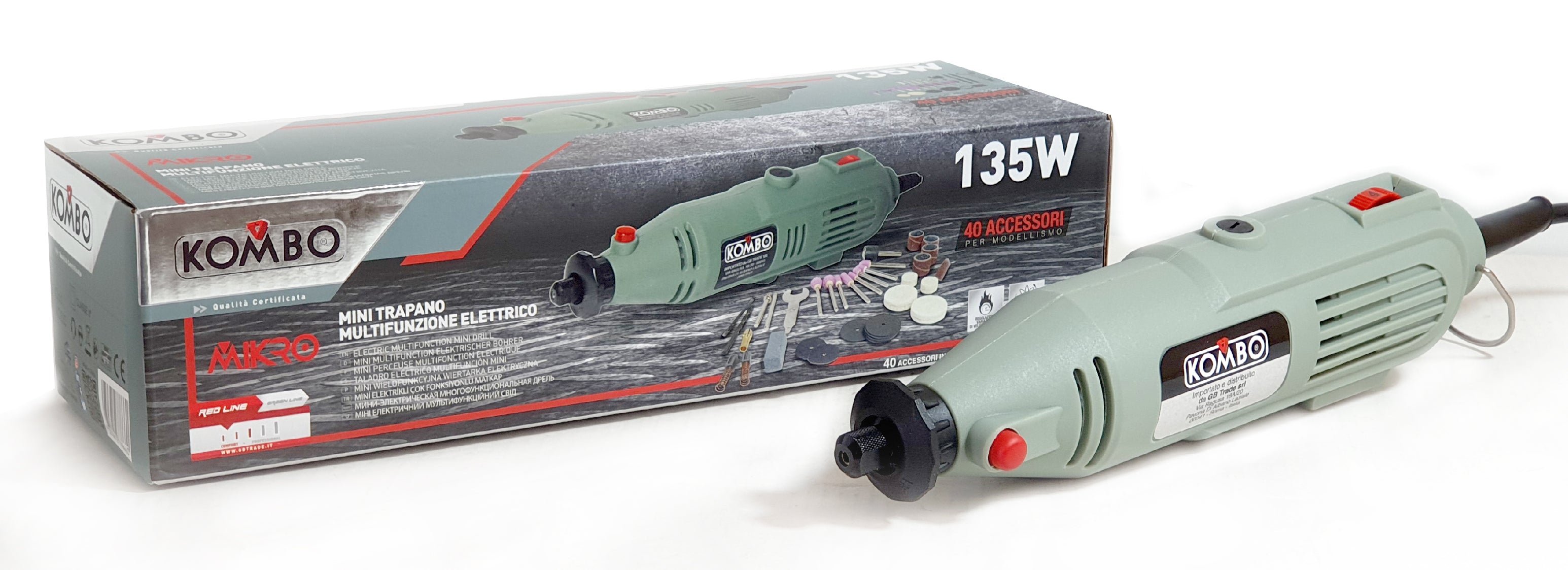 KOMBO Set minitrapano multiuso con 40 accessori 135W
