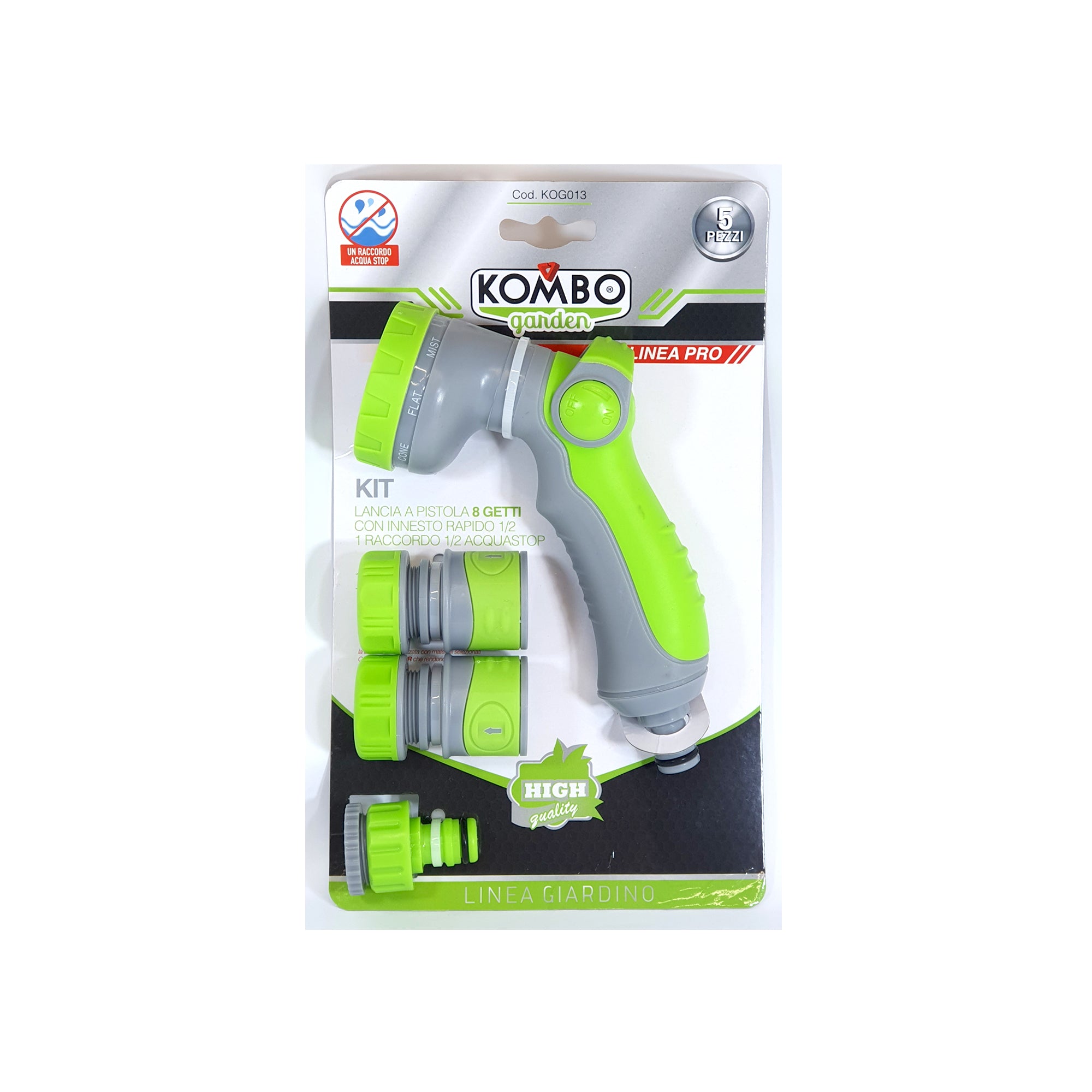 KOMBO Set irrigazione 5 pz con lancia softouch 8 getti