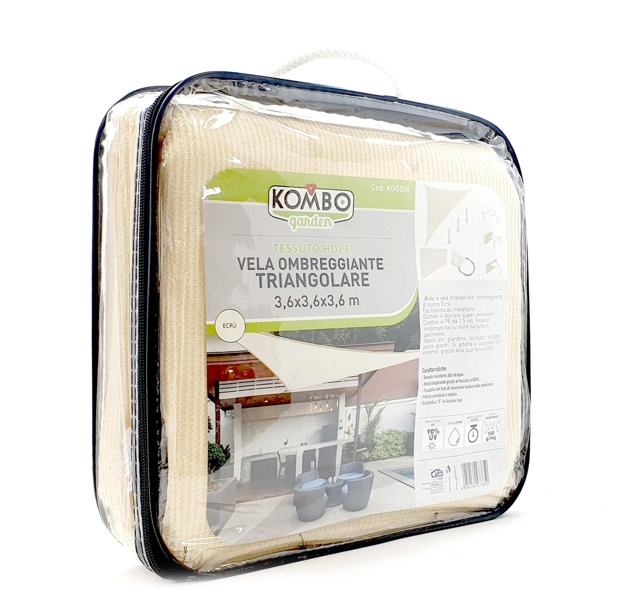 KOMBO Vela ombreggiante triangolare 180g ecrù