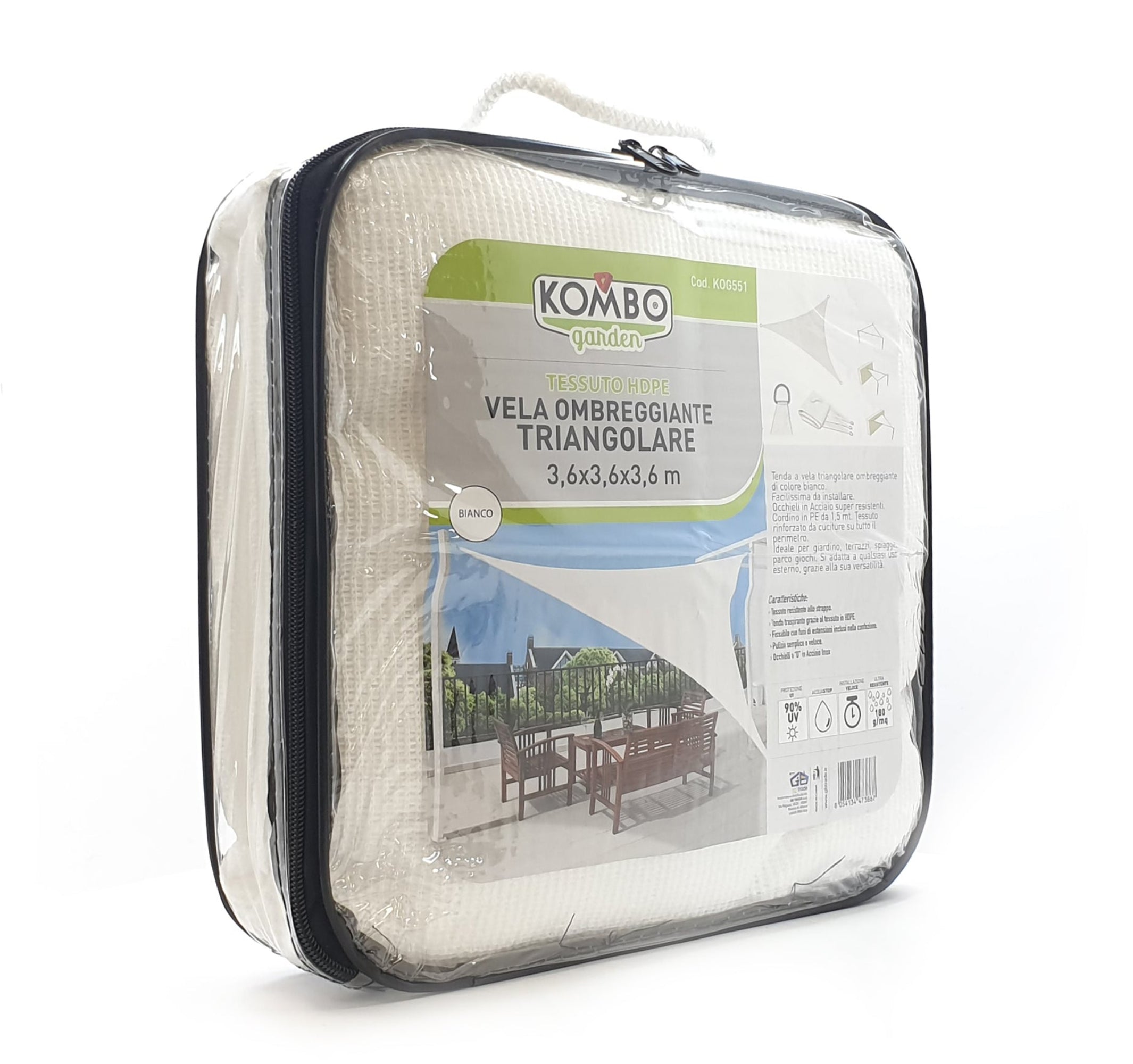 KOMBO Vela ombreggiante triangolare 180g bianca