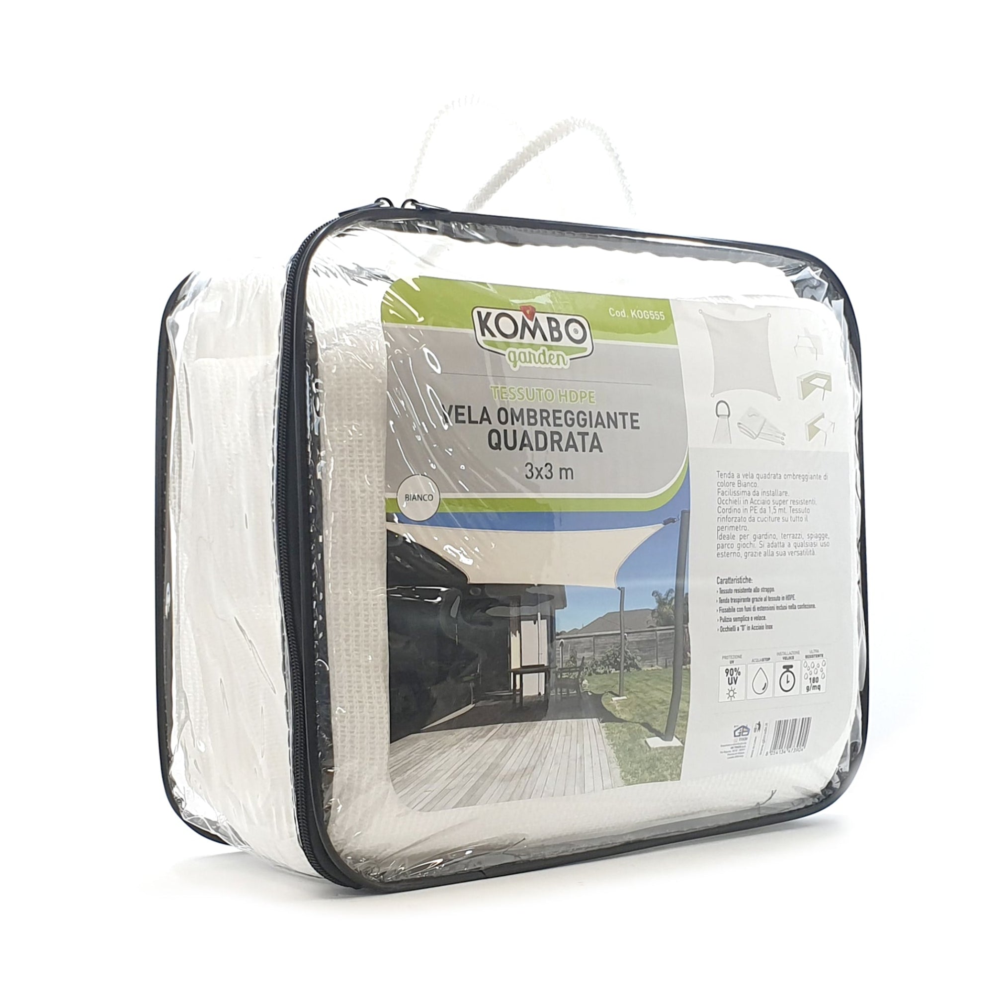 KOMBO Vela ombreggiante quadrata 180g bianca