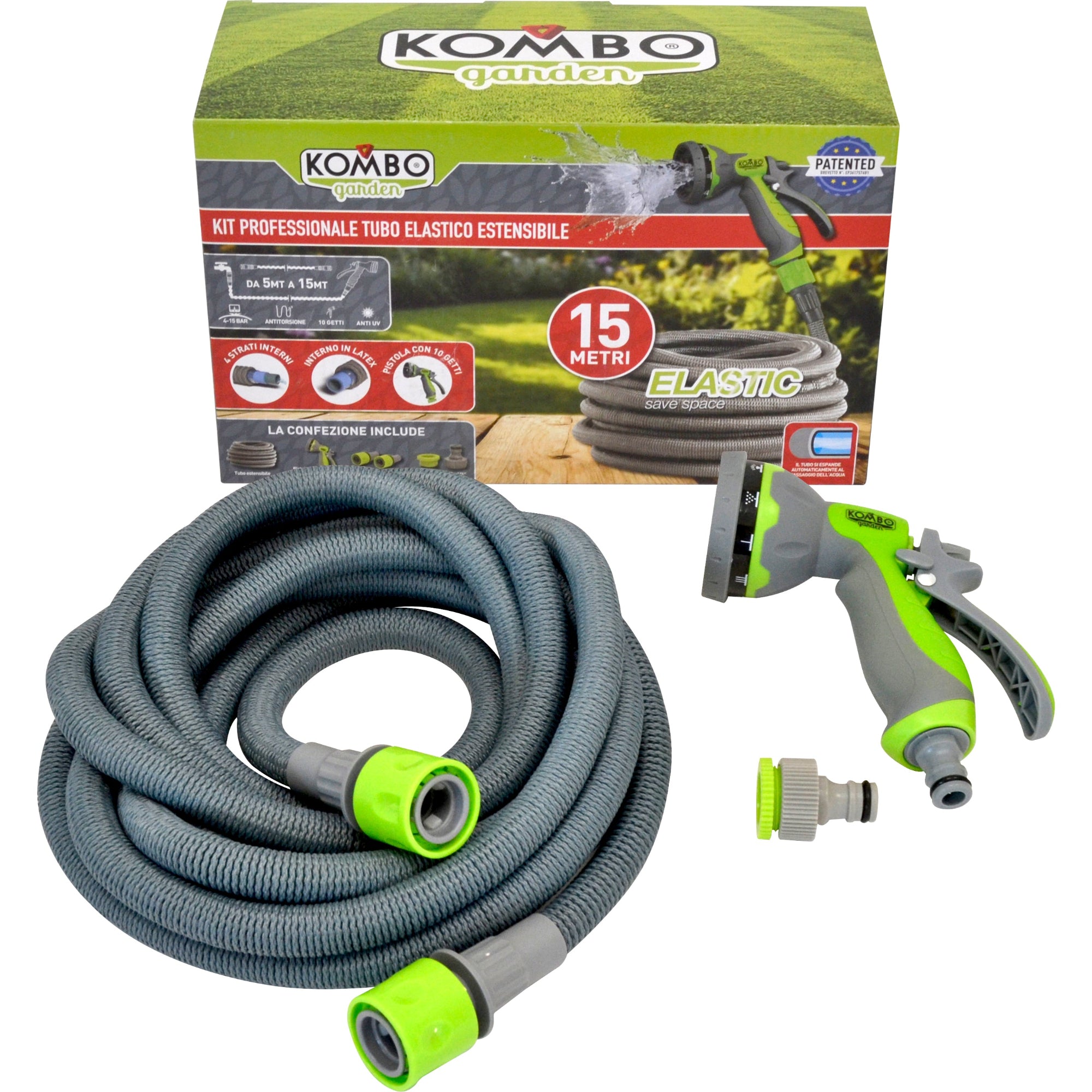 Tubo Estensibile Kombo 15m e Kit Pistola 10 Getti Professional